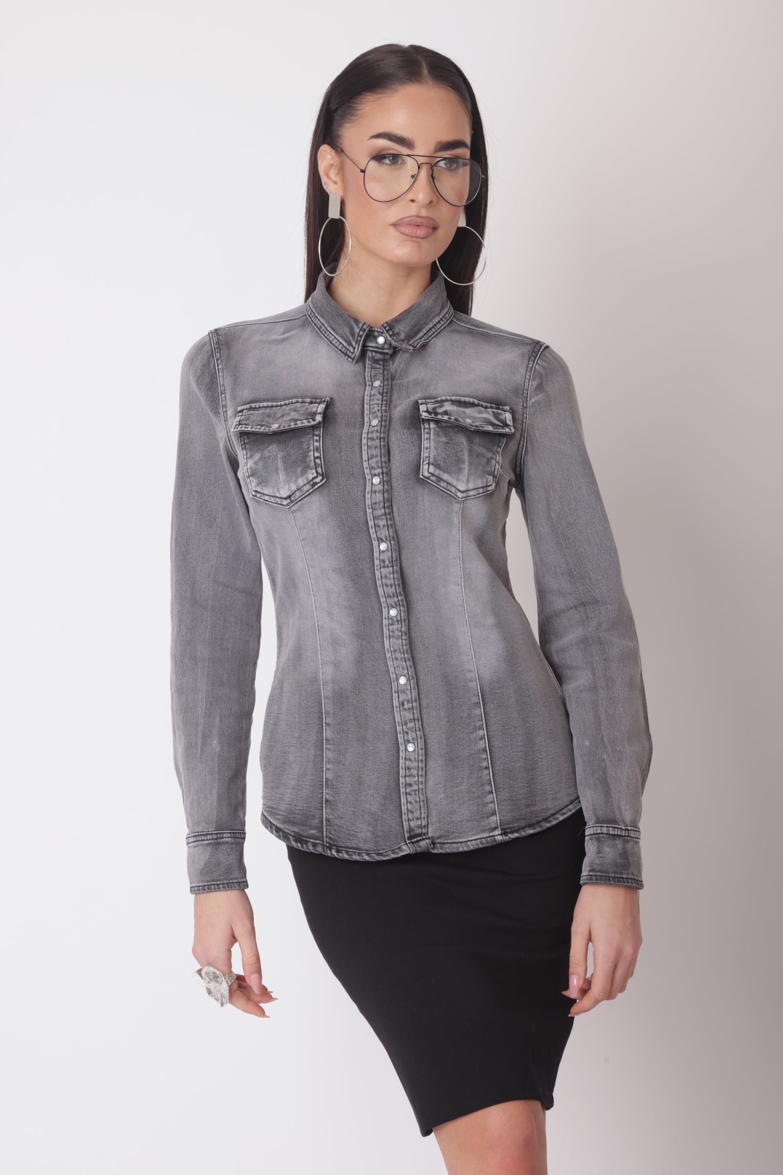 Camicia Denim Grigio