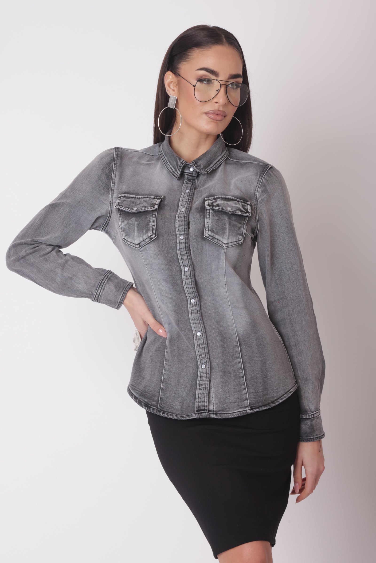 Camicia Denim Grigio