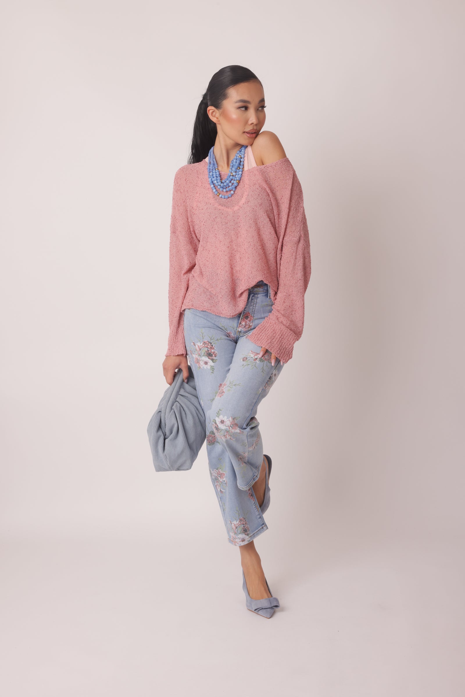 Jeans Fiori Denim Chiaro