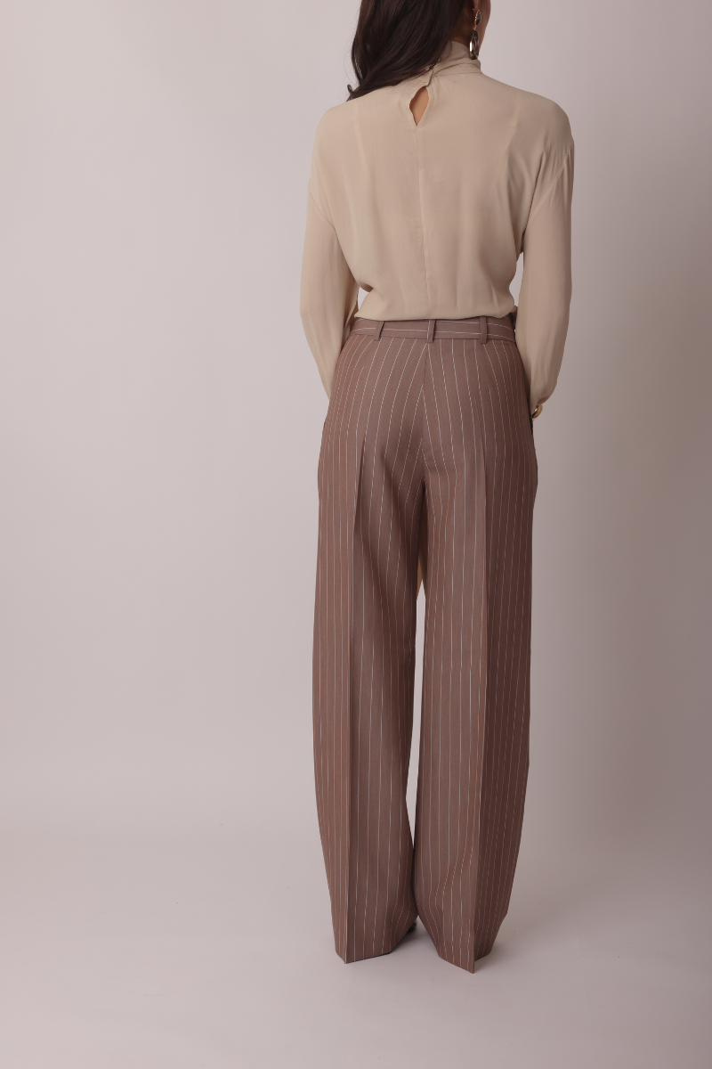Pantalone Office Gessato Tortora