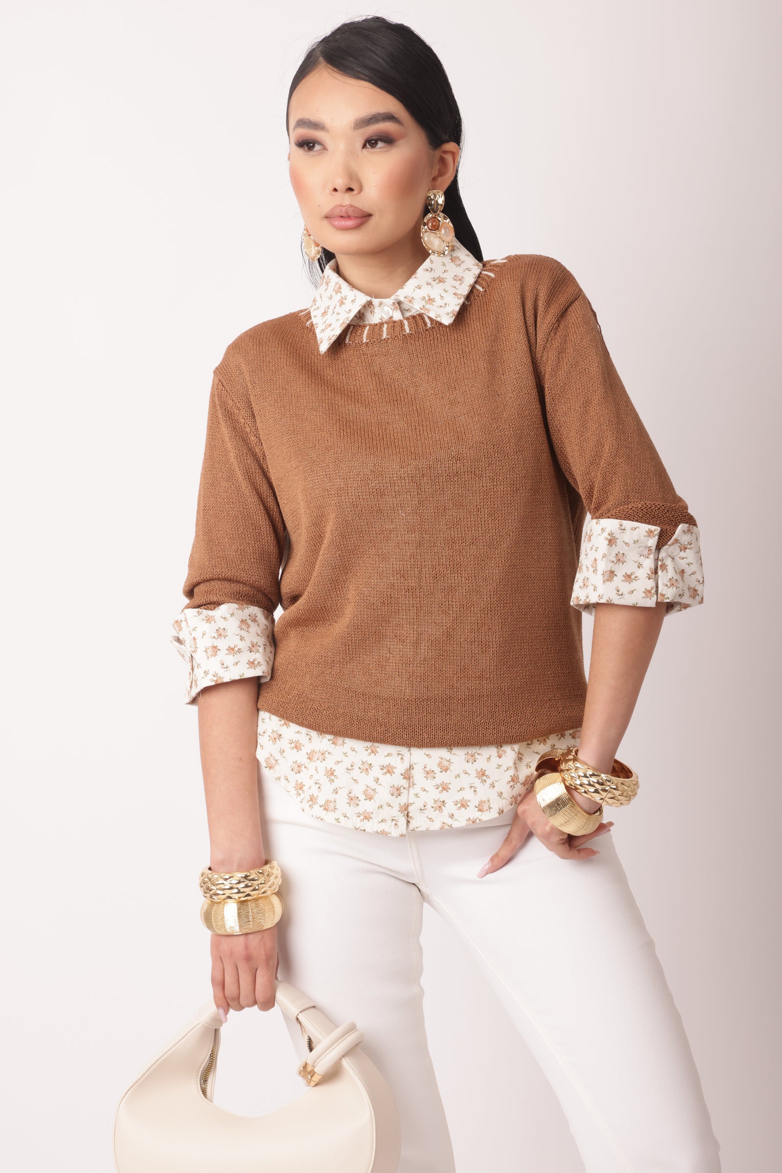 Pull Con Impunture Tabacco