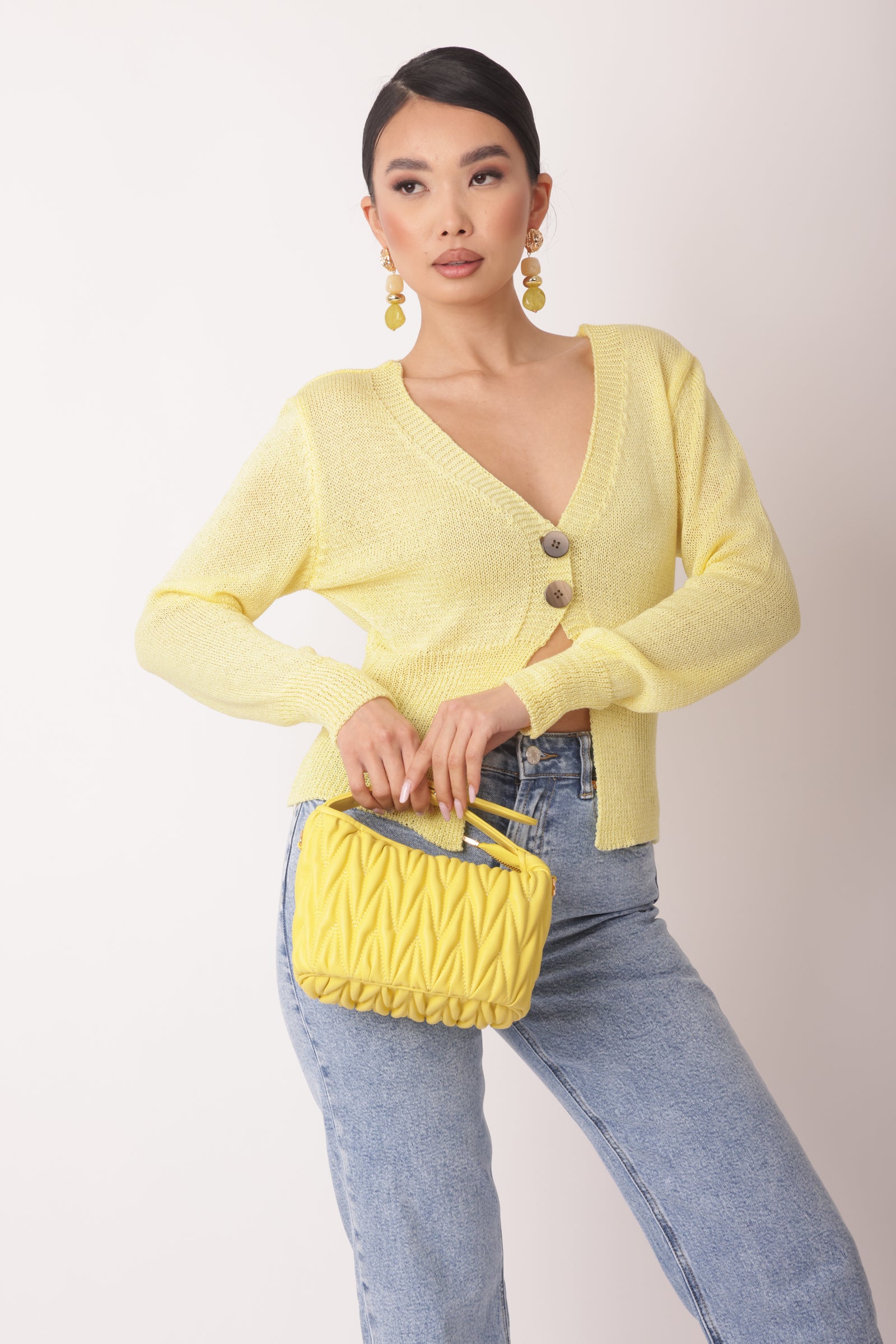 Cardigan 2 Bottoni Giallo