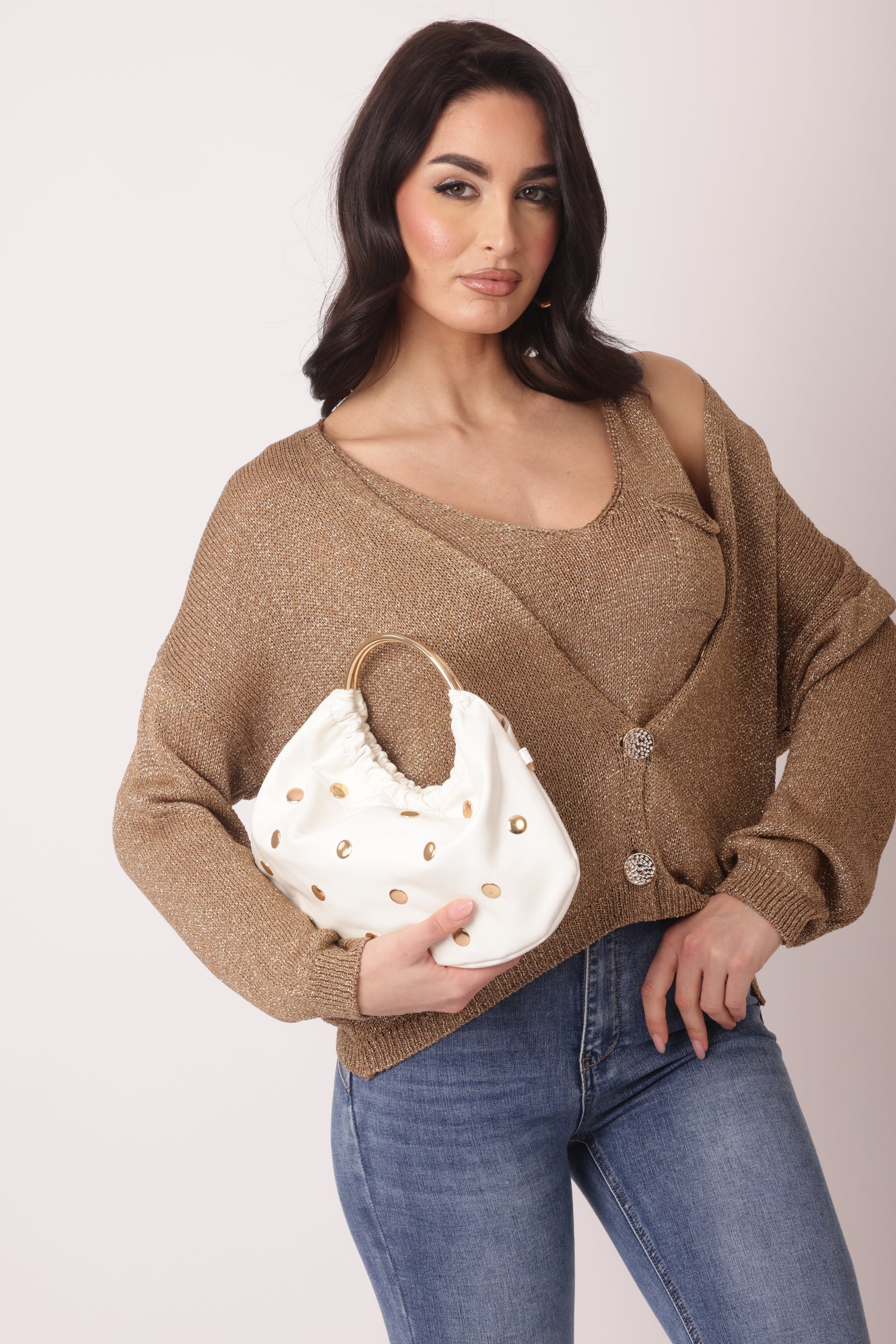 Cardigan Sparkly Bronzo