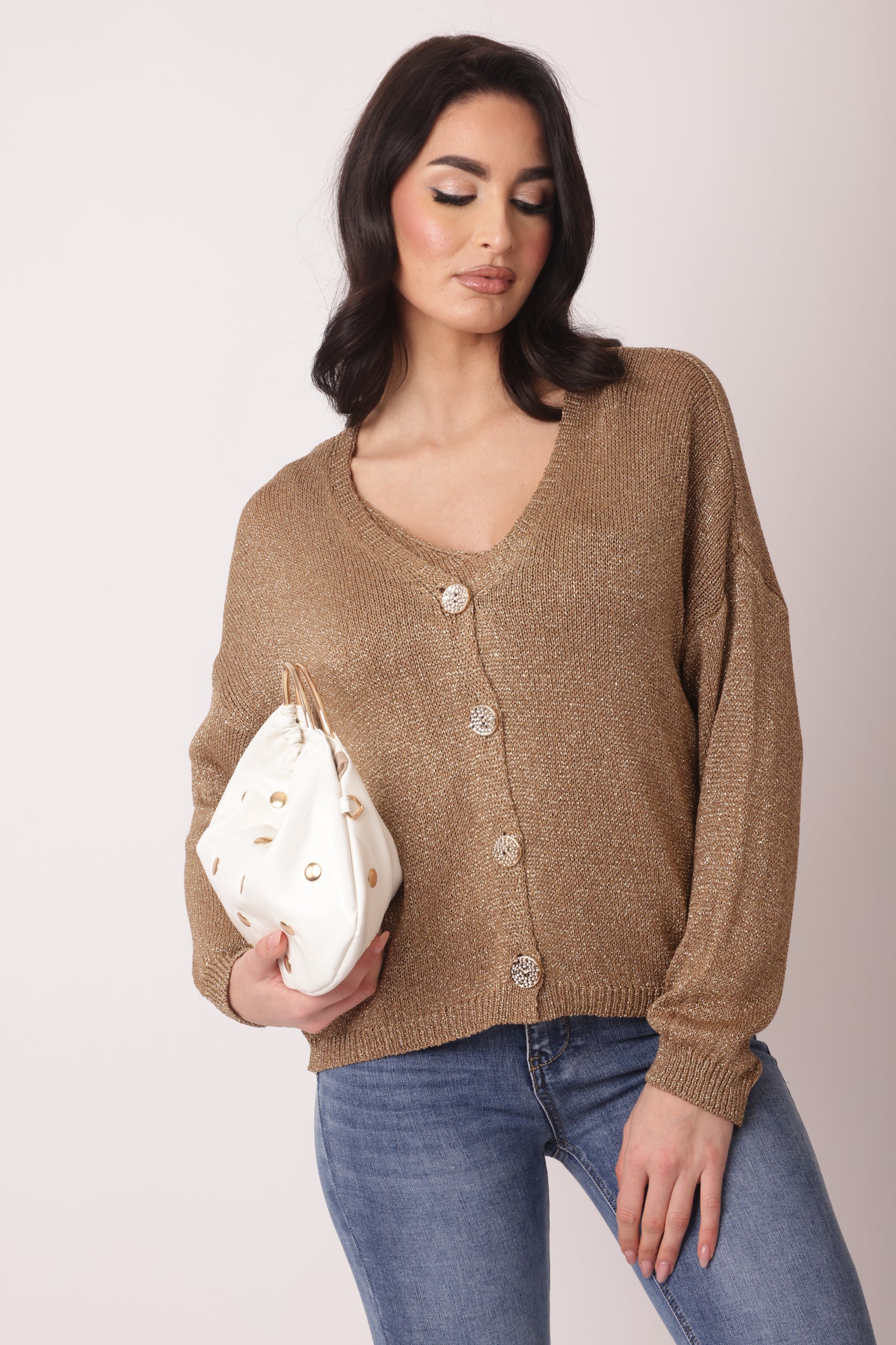 Cardigan Sparkly Bronzo