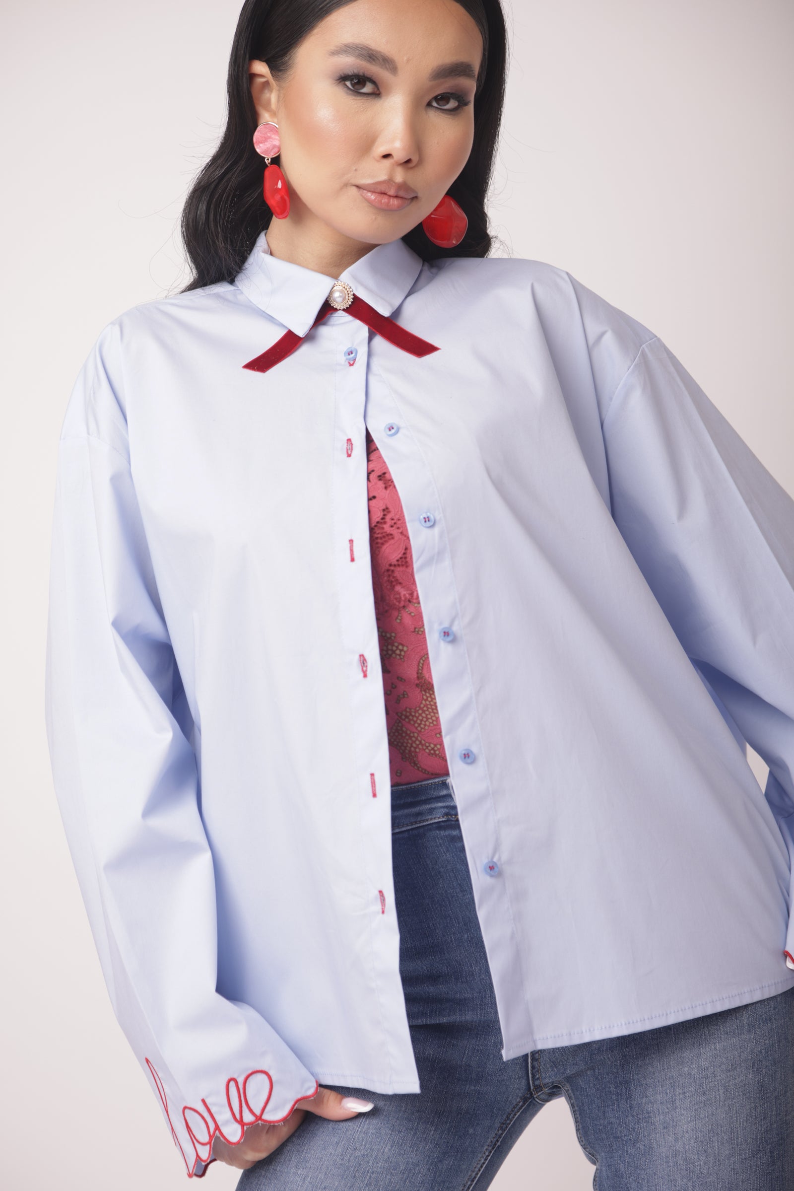 Camicia Love celeste|Colore:Celeste