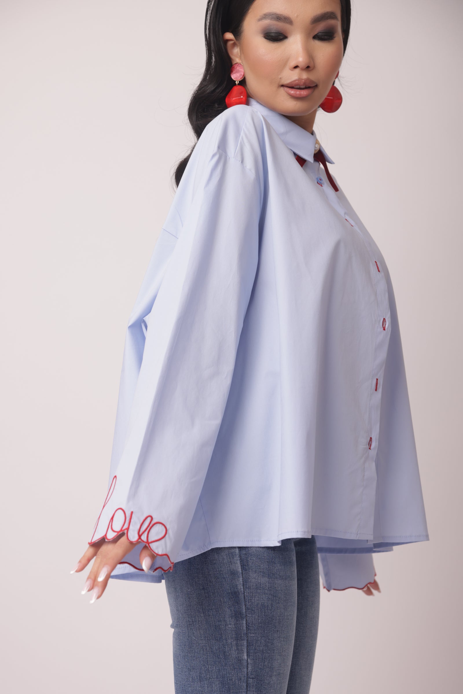 Camicia Love celeste|Colore:Celeste