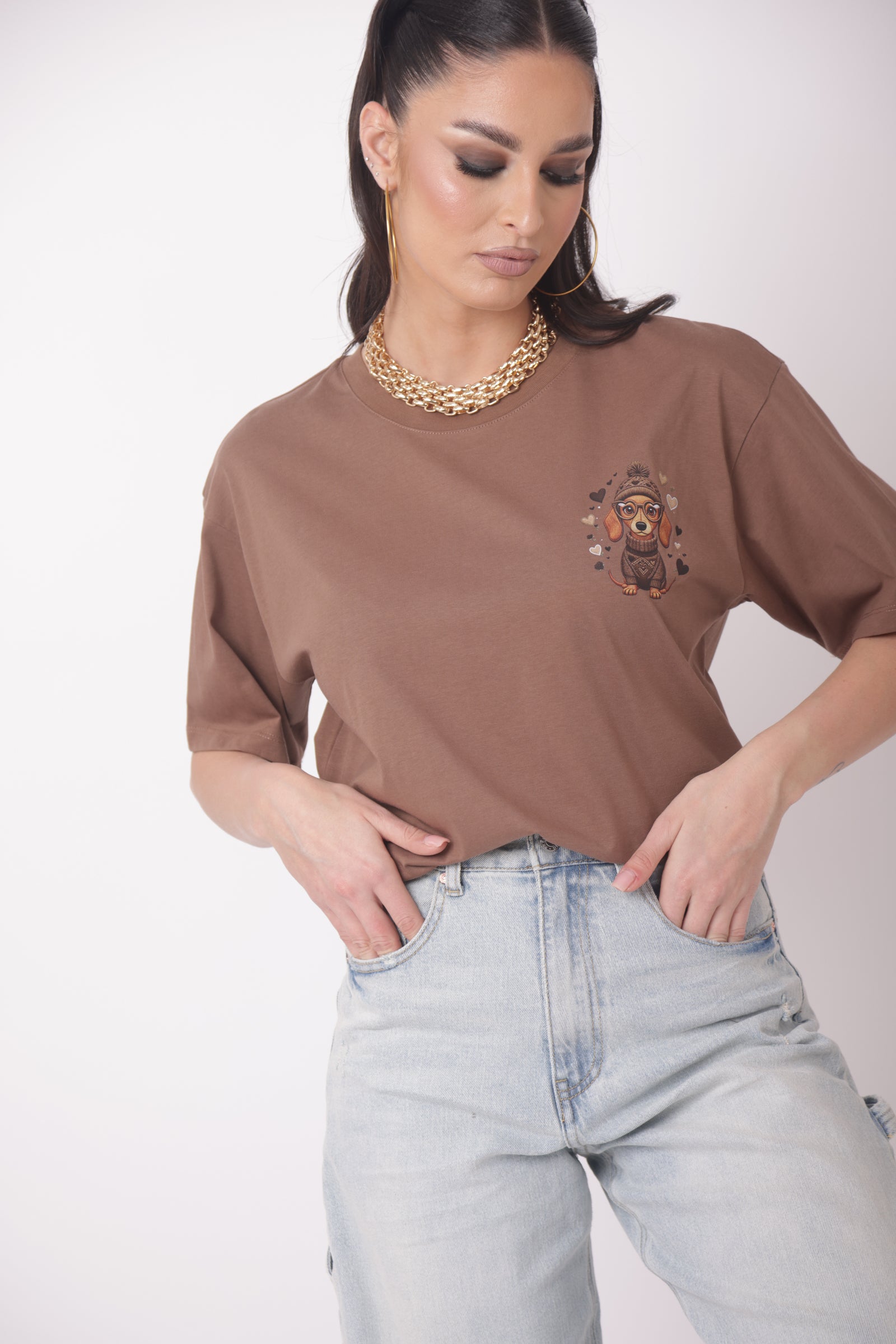 T-Shirt Bassotto cacao|Colore:Cacao