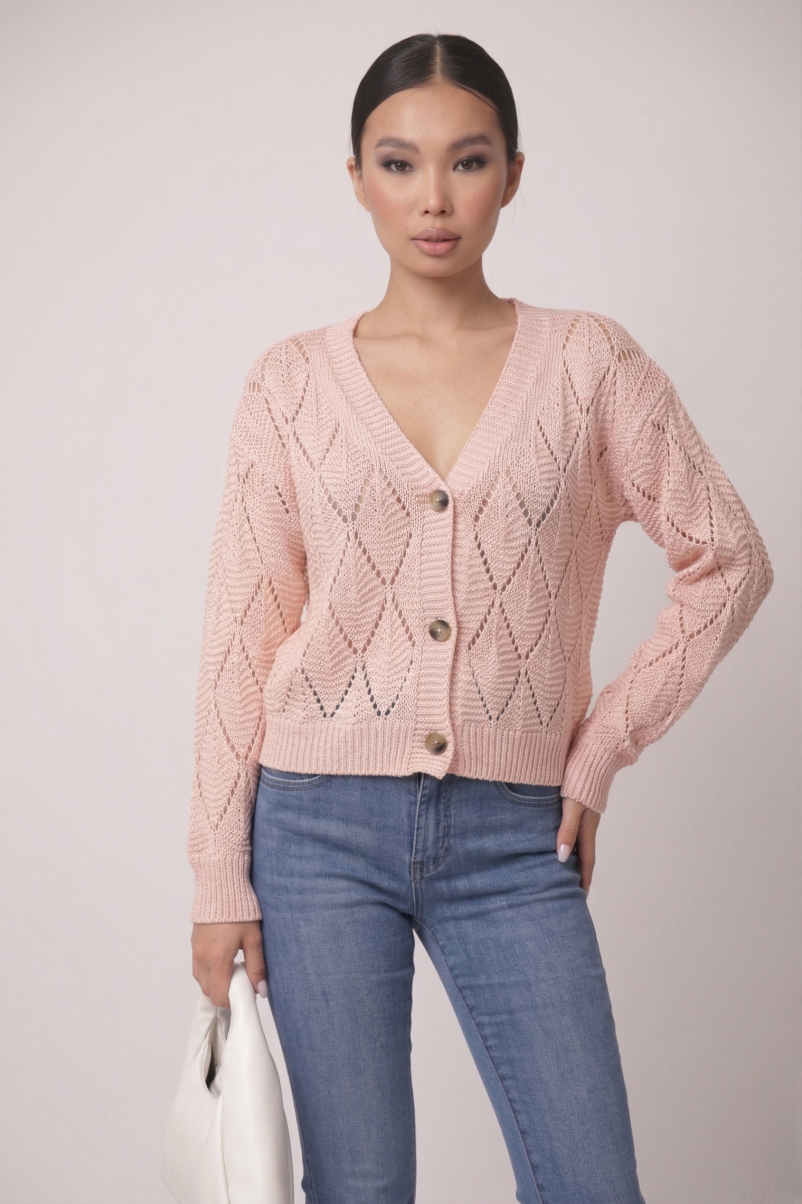Cardigan Rombi Rosa|Colore:Rosa