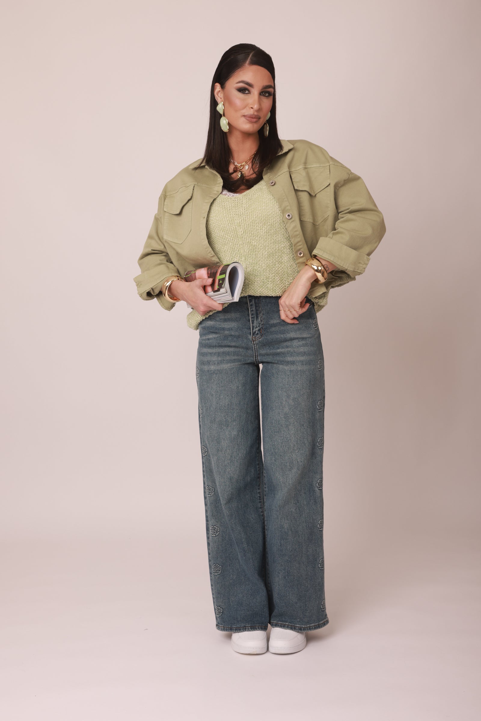 Jeans Fiori denim|Colore:Denim