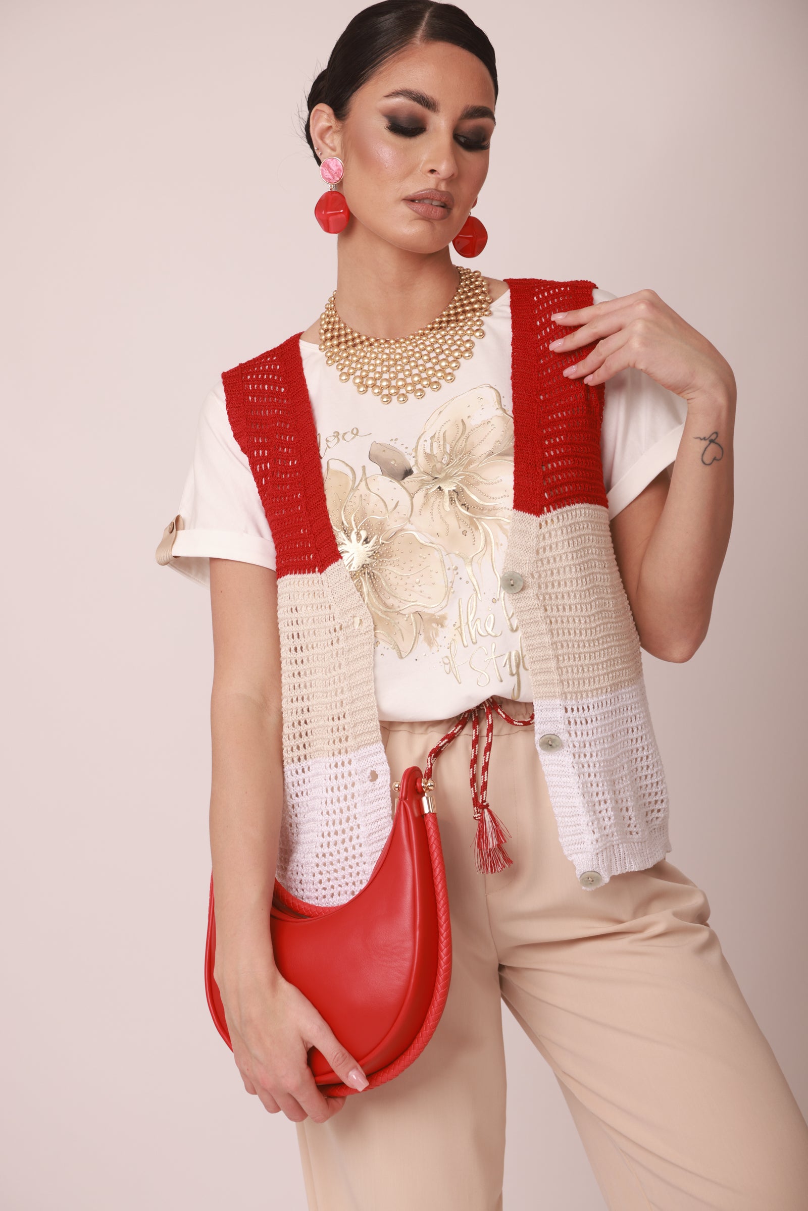 Gilet Con Bottoni rosso|Colore:Rosso