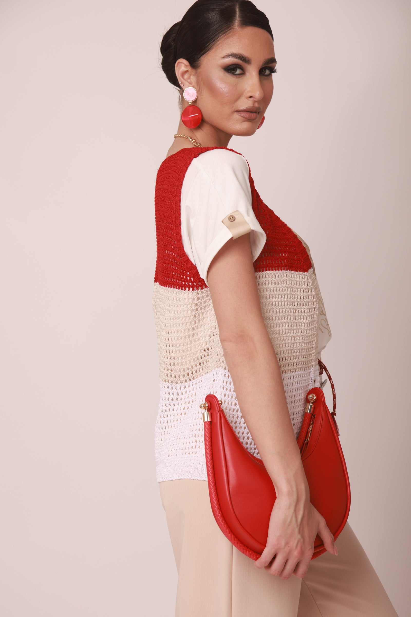 Gilet Con Bottoni rosso|Colore:Rosso