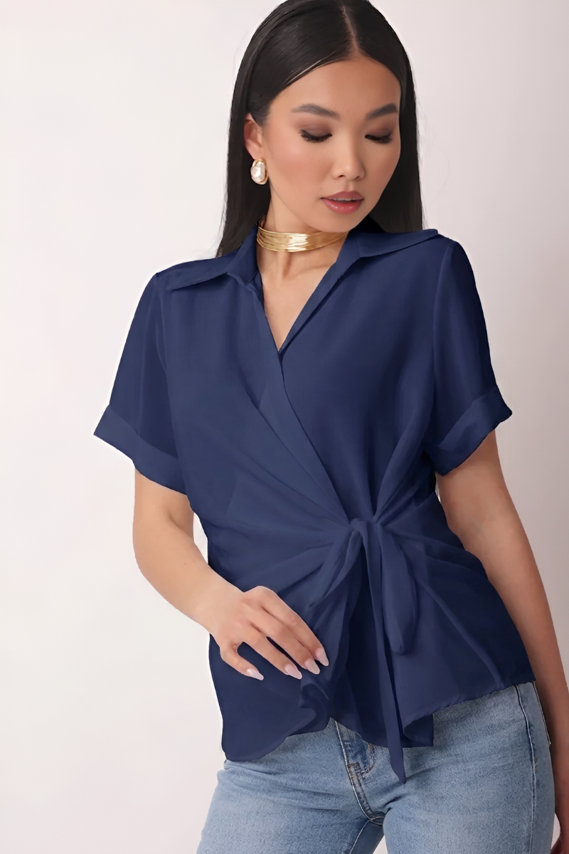 Blusa Incrocio Blu|Colore:Blu