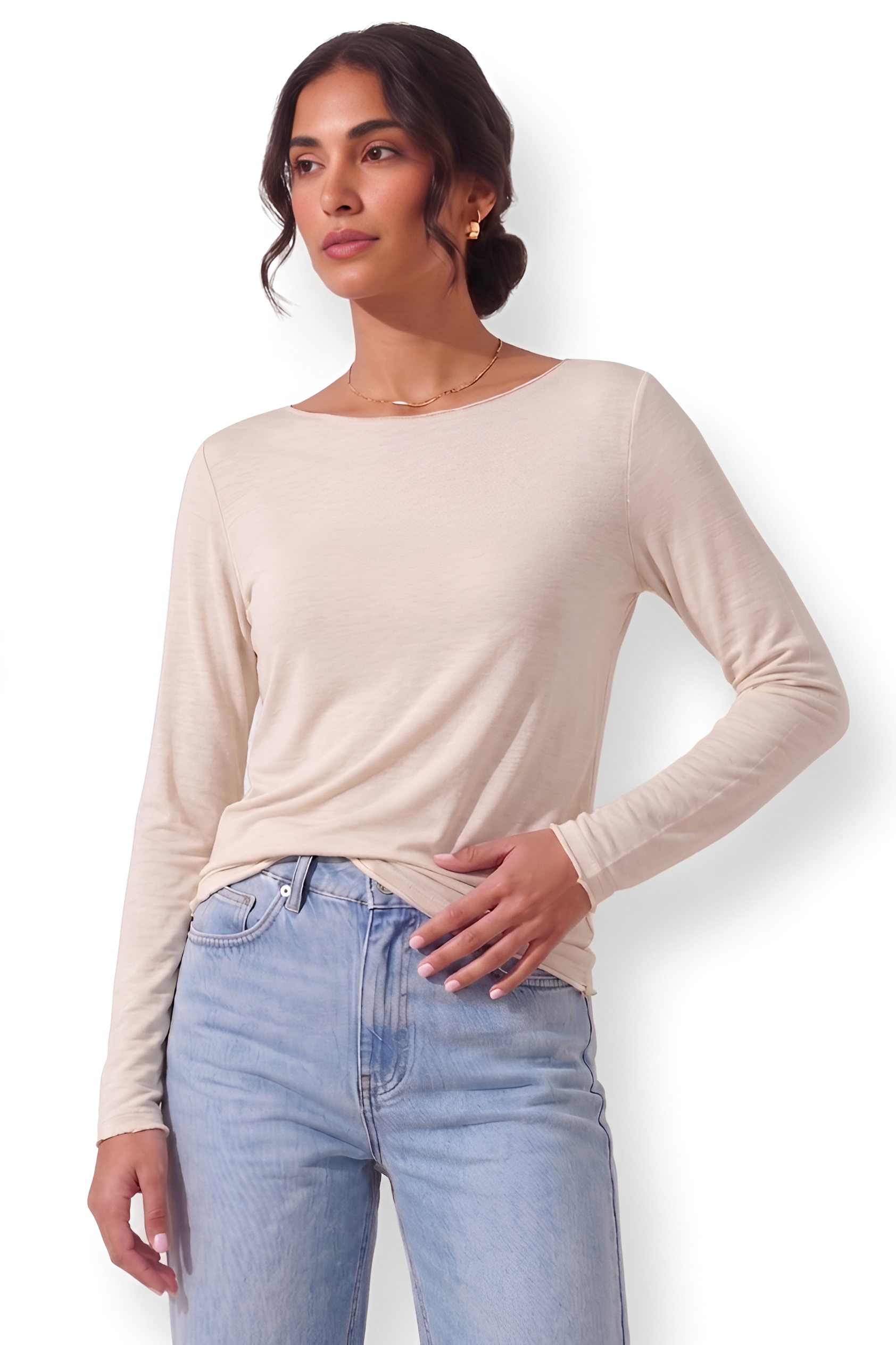 Maglia Misto Seta beige|Colore:Beige