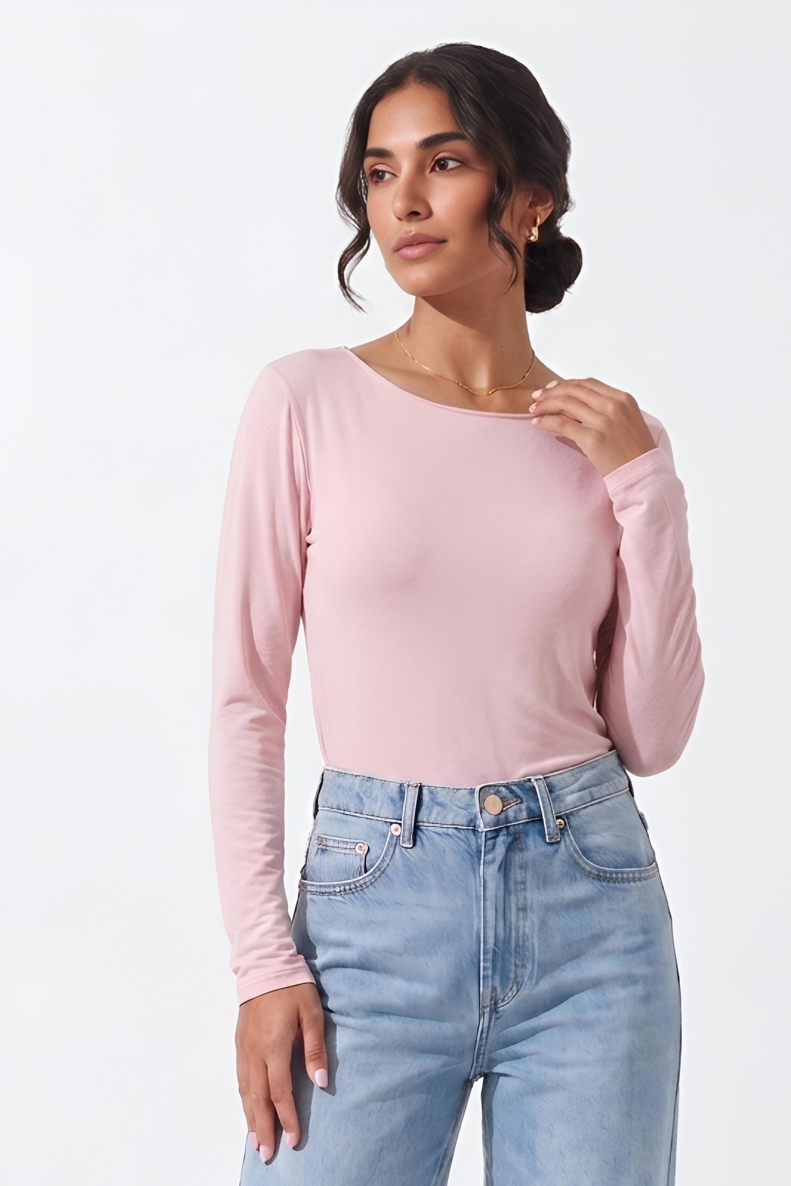 Maglia Misto Seta rosa|Colore:Rosa