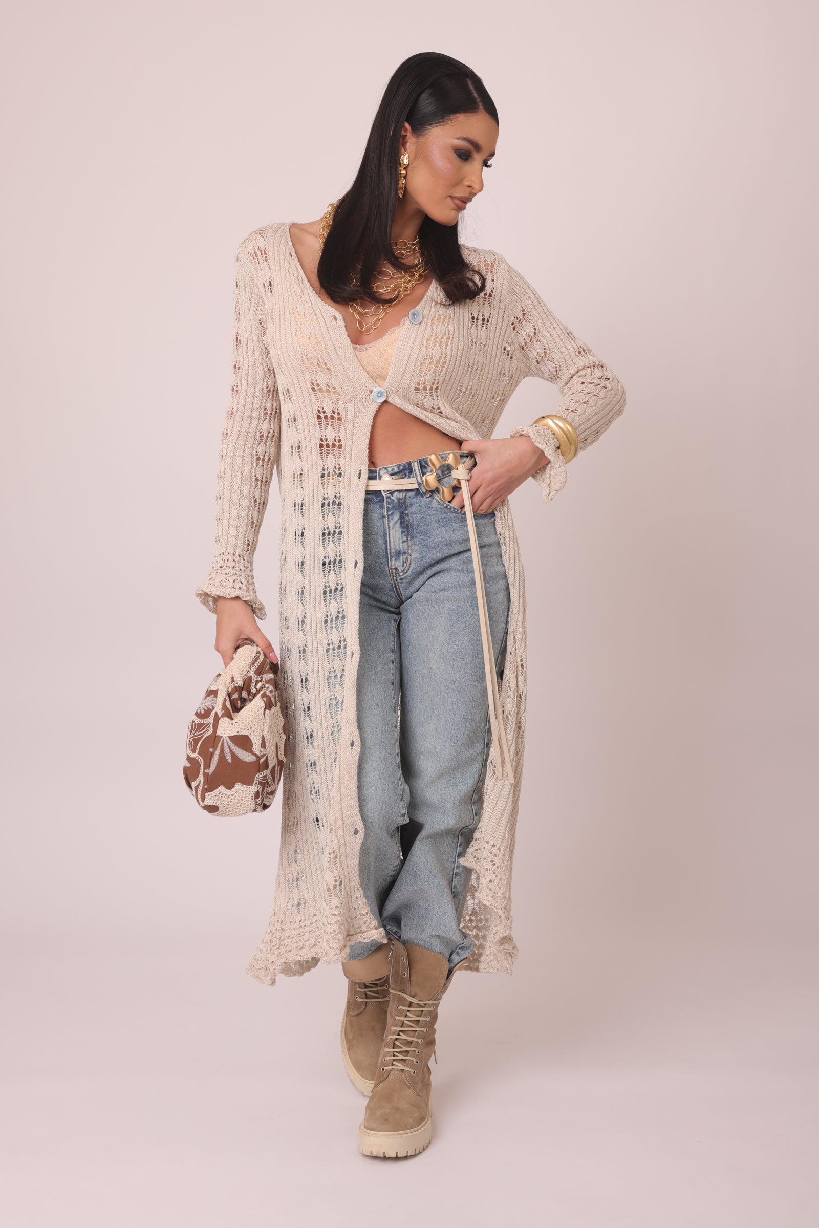 Cardigan Lungo Elisabeth beige|Colore:Beige