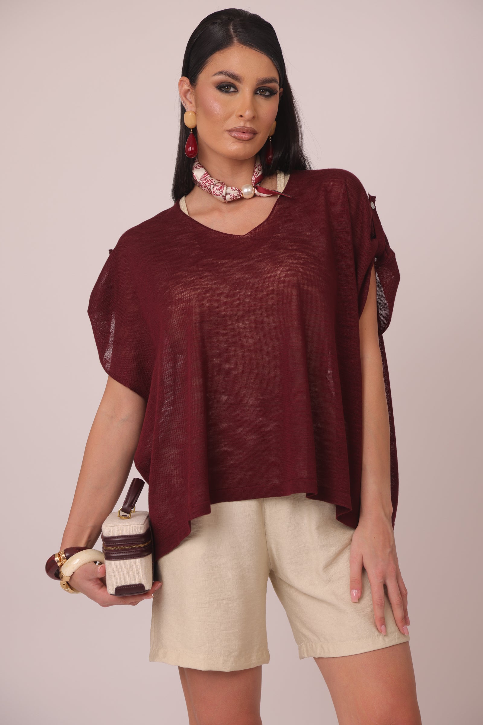 Maglia Scollo V Marta bordeaux|Colore:Bordeaux