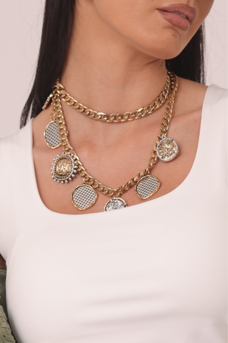 Collana Con Ciondoli oro|Colore:Oro