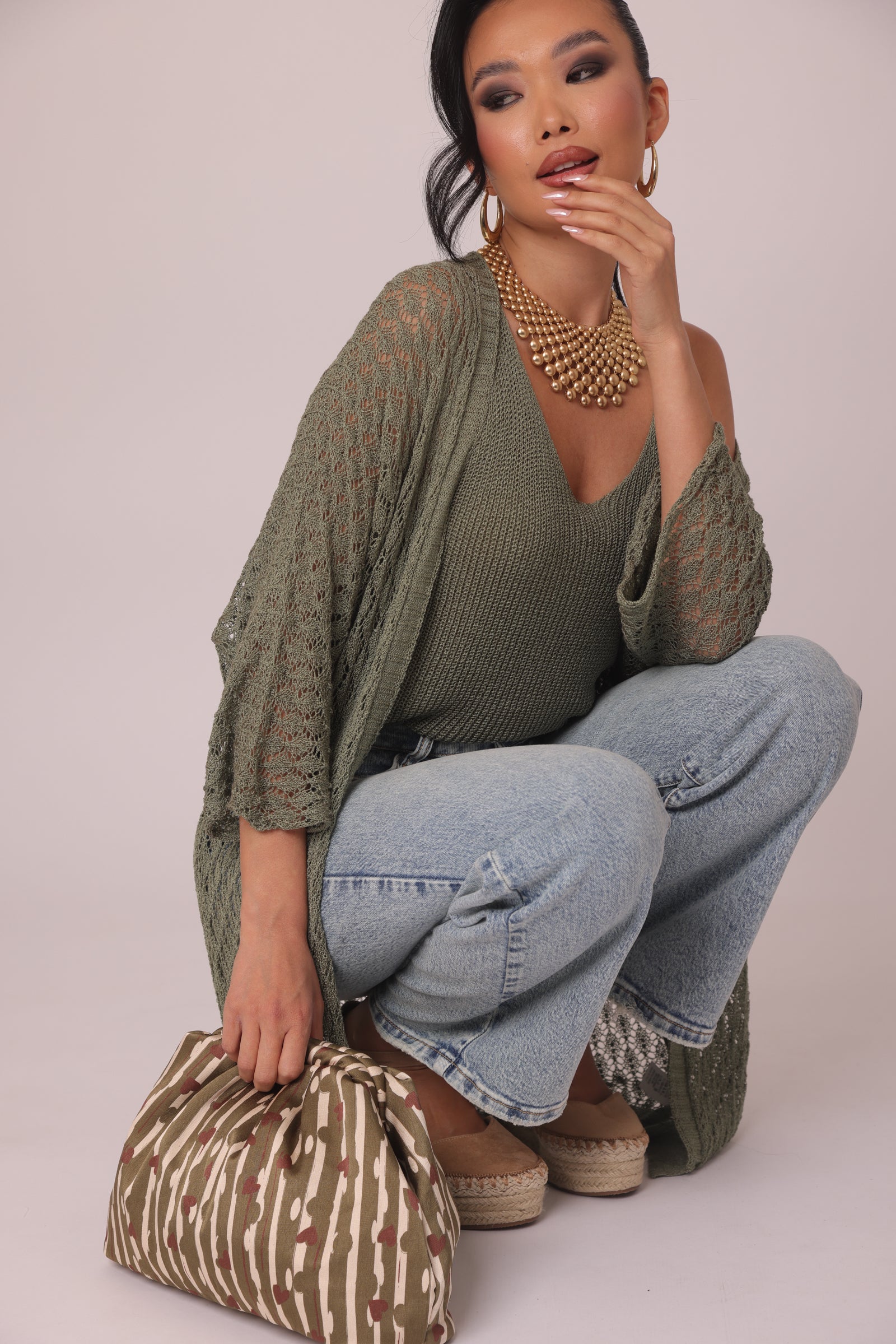 Cardigan Perla verde salvia|Colore:Verde salvia