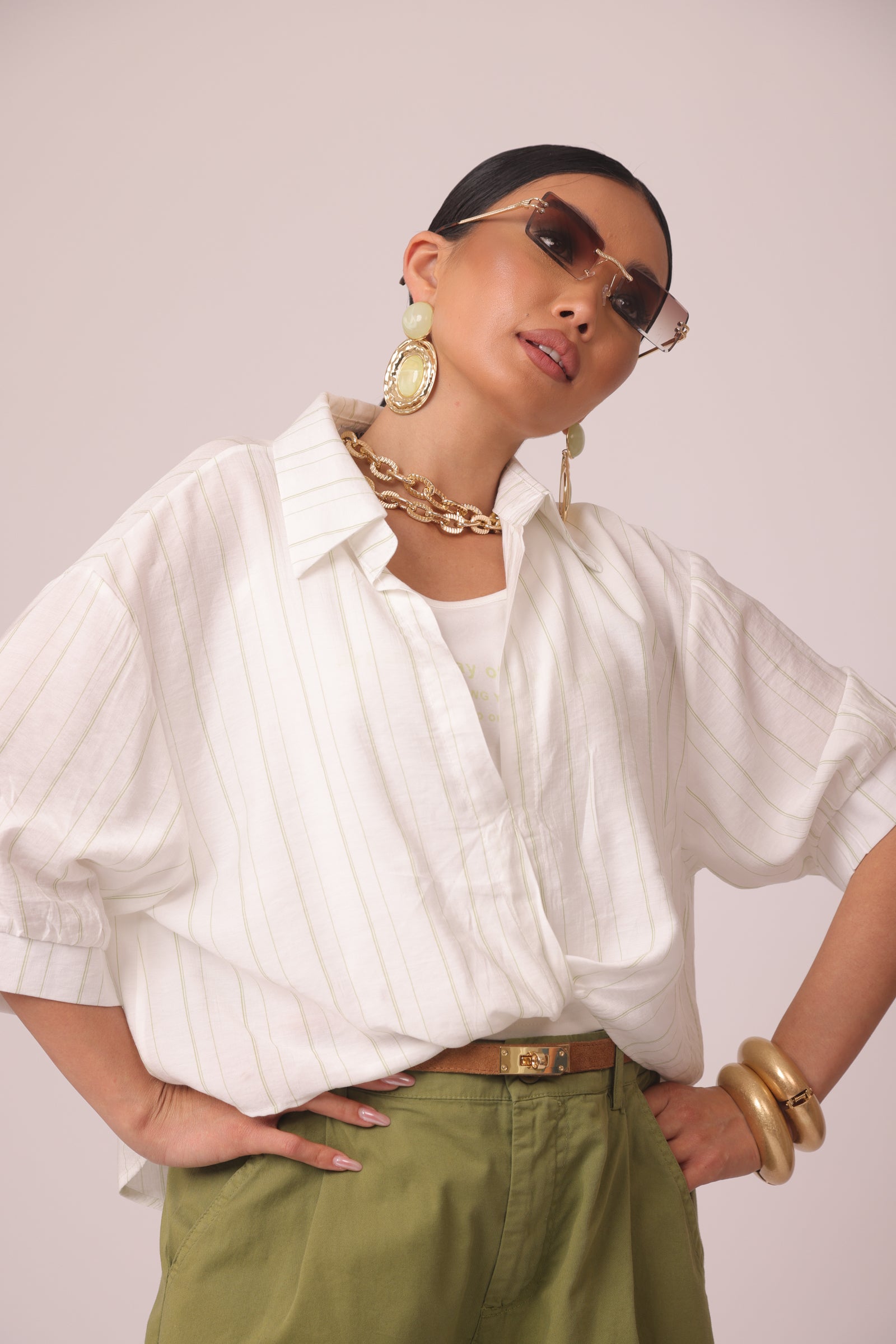 Set Camicia Crop bianco|Colore:Bianco