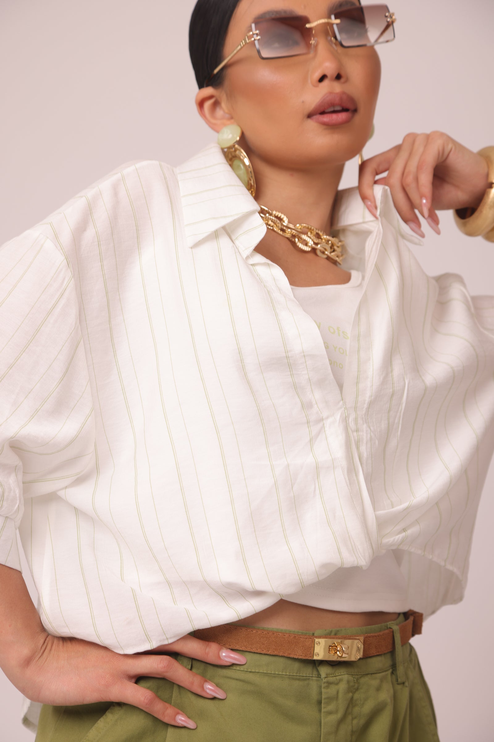 Set Camicia Crop bianco|Colore:Bianco