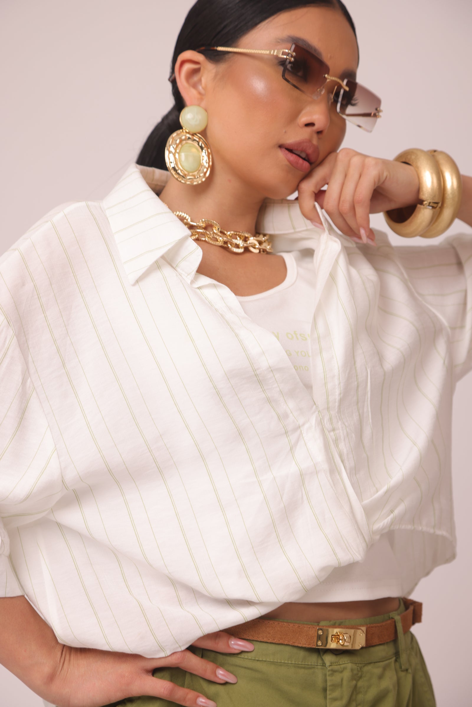 Set Camicia Crop bianco|Colore:Bianco