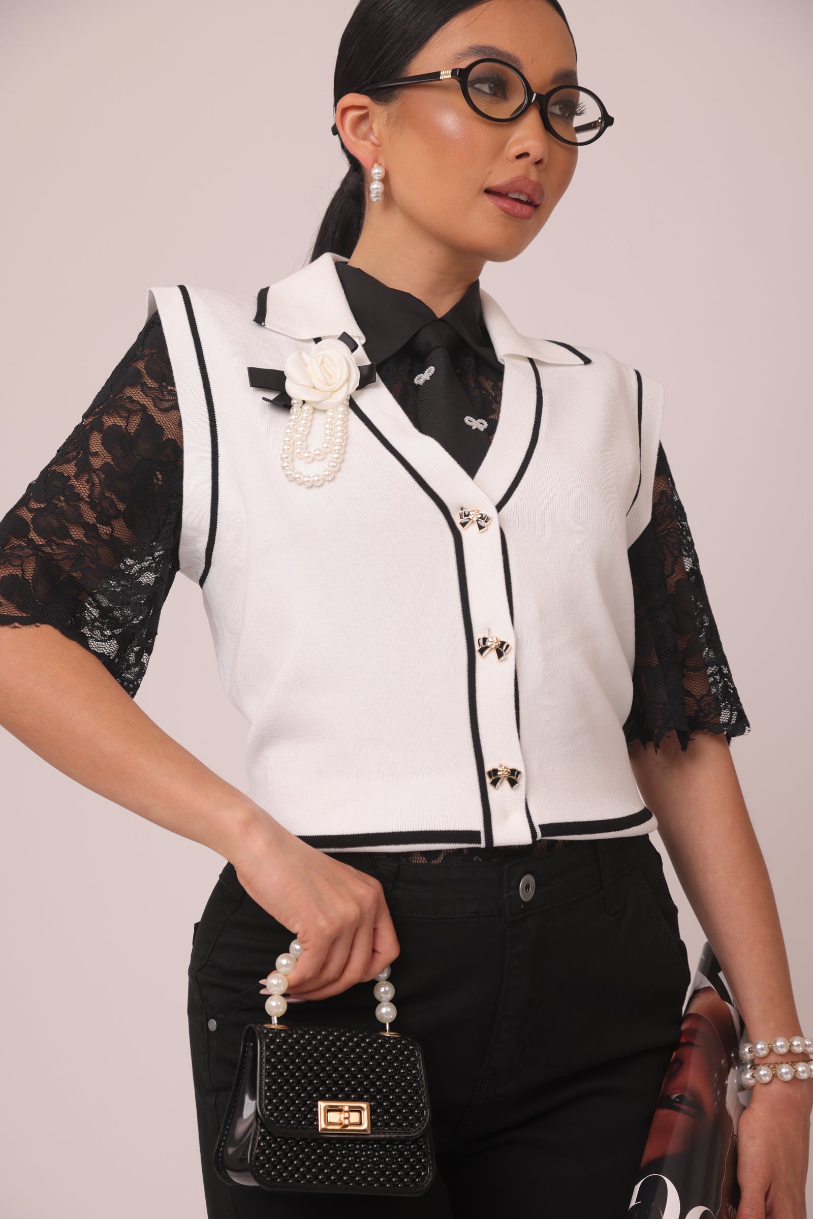 Gilet Ribbon bianco|Colore:Bianco