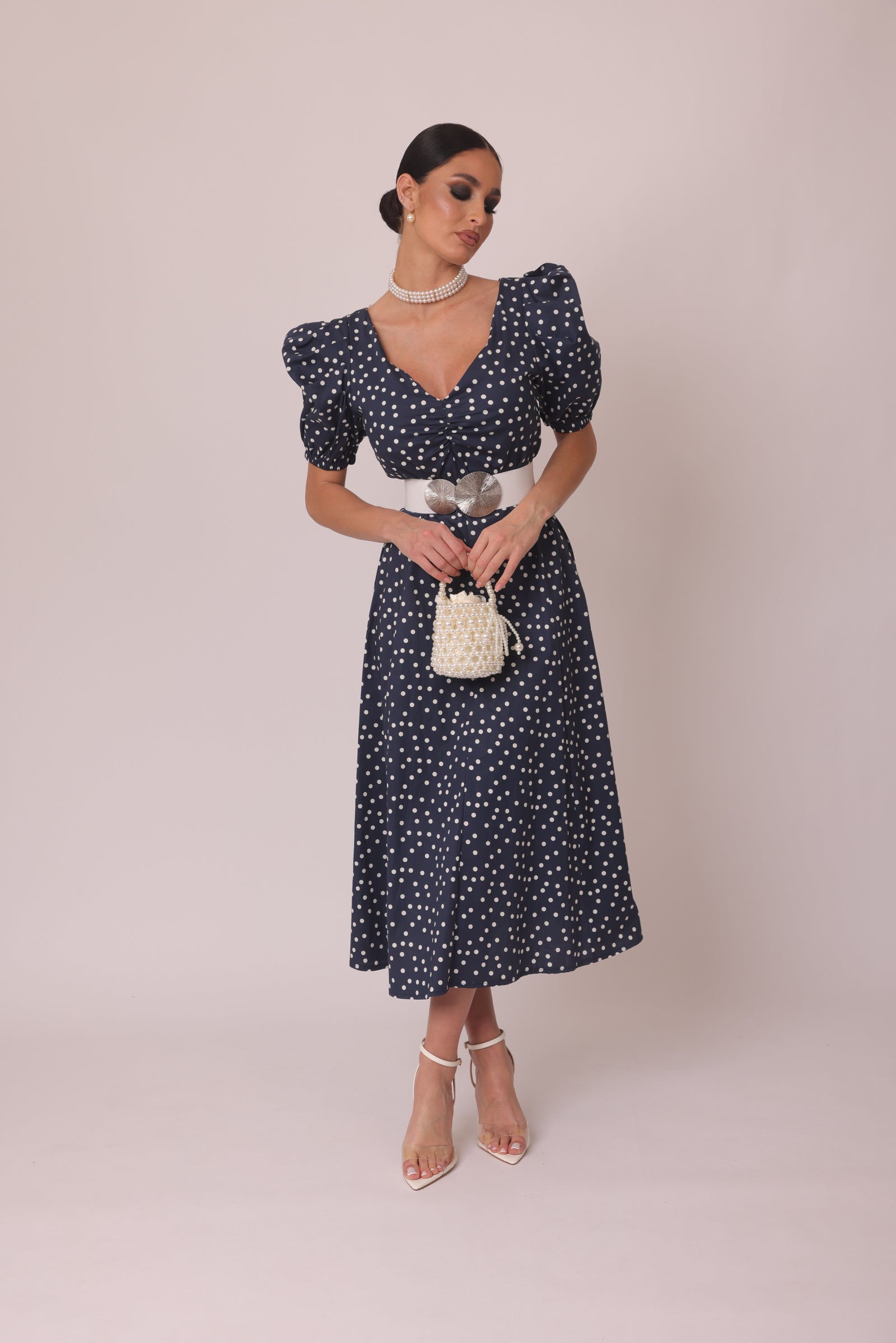 Abito Caroline Pois blu|Colore:Blu