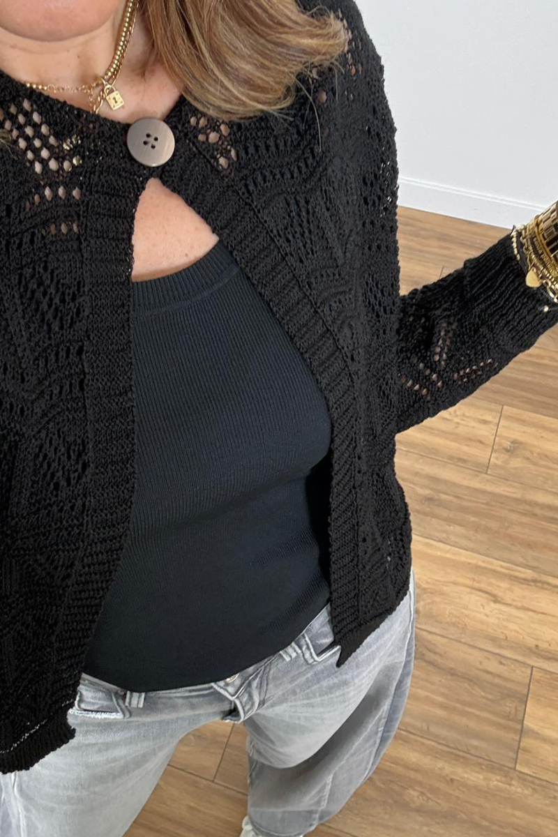 Cardigan Onde nero|Colore:Nero
