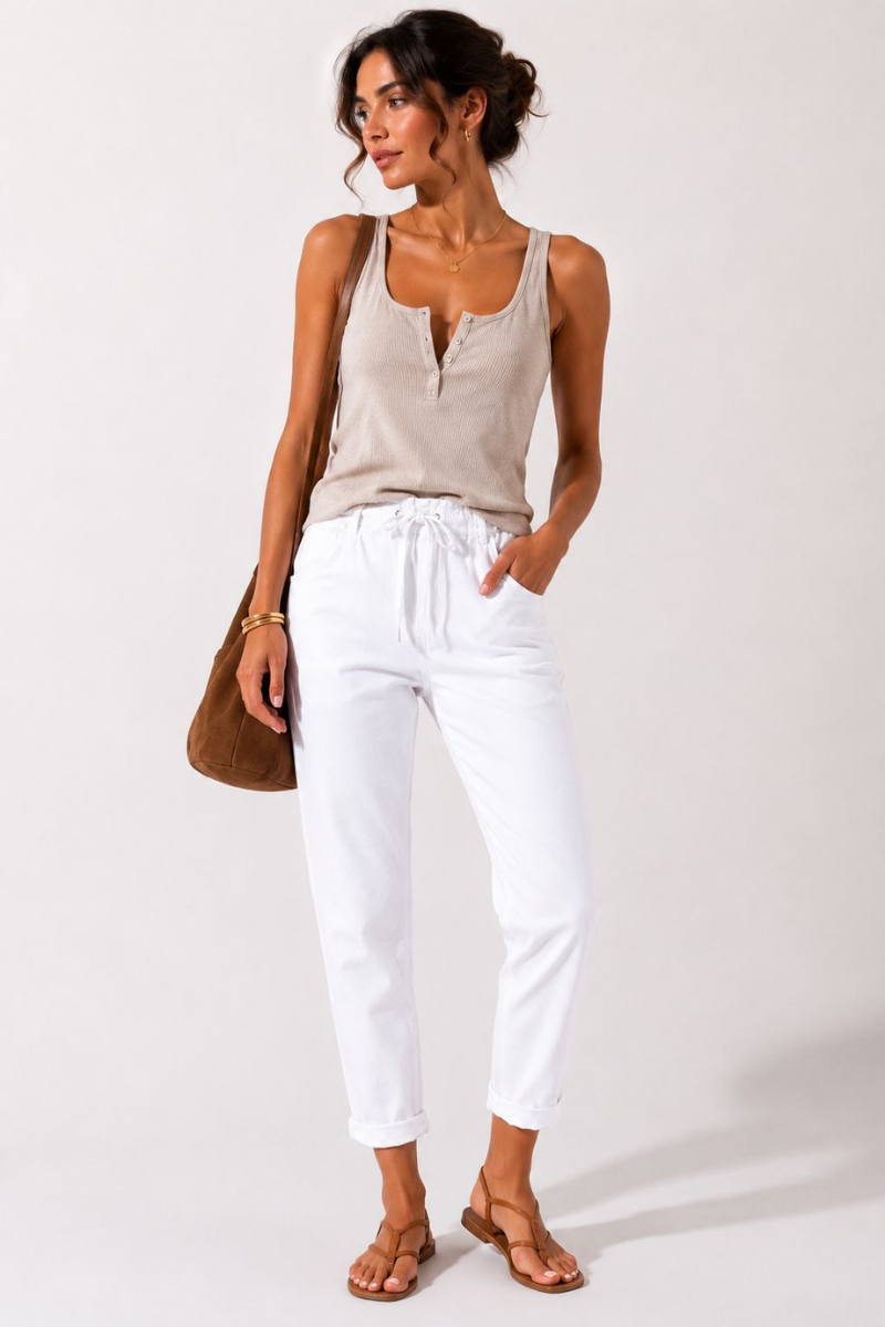 Pantalone Laccetto Bianco|Colore:Bianco