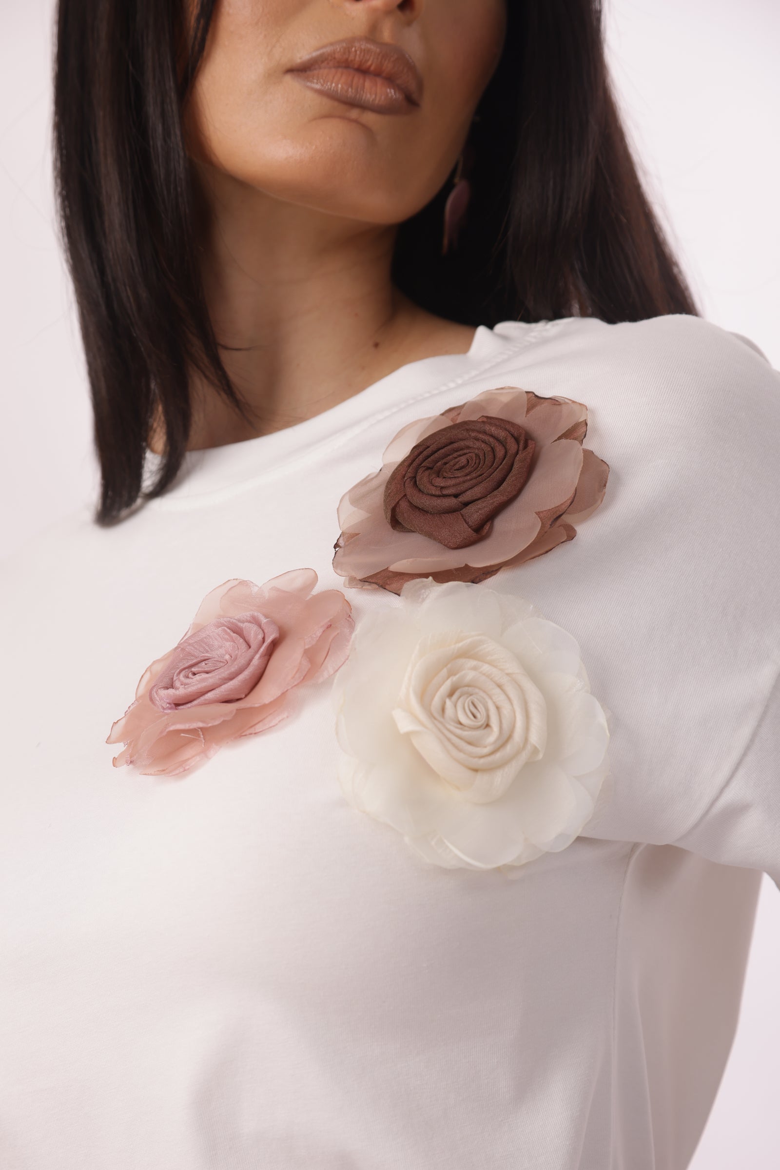 T-Shirt Fiori burro|Colore:Burro