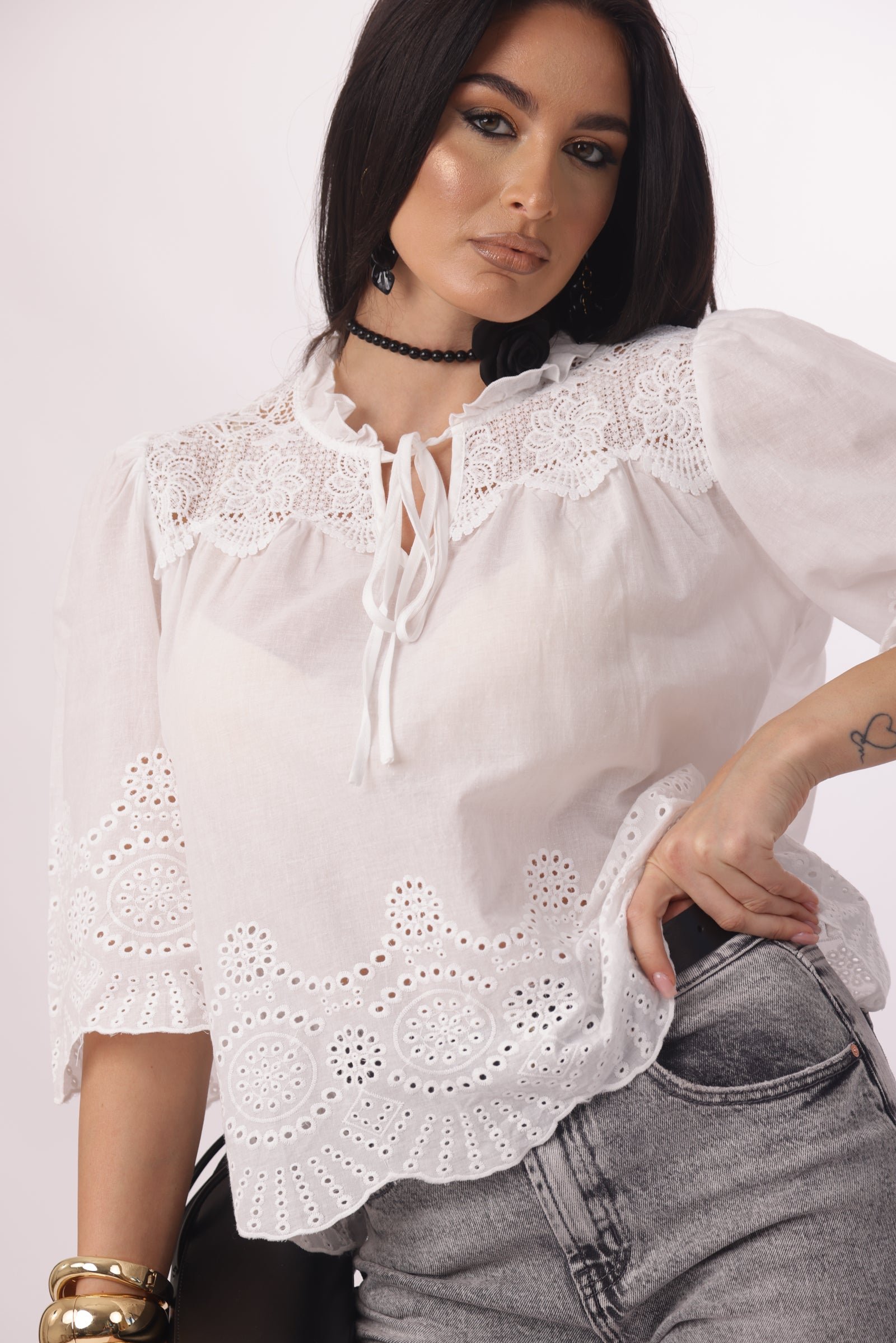 Blusa Bonton bianco|Colore:Bianco