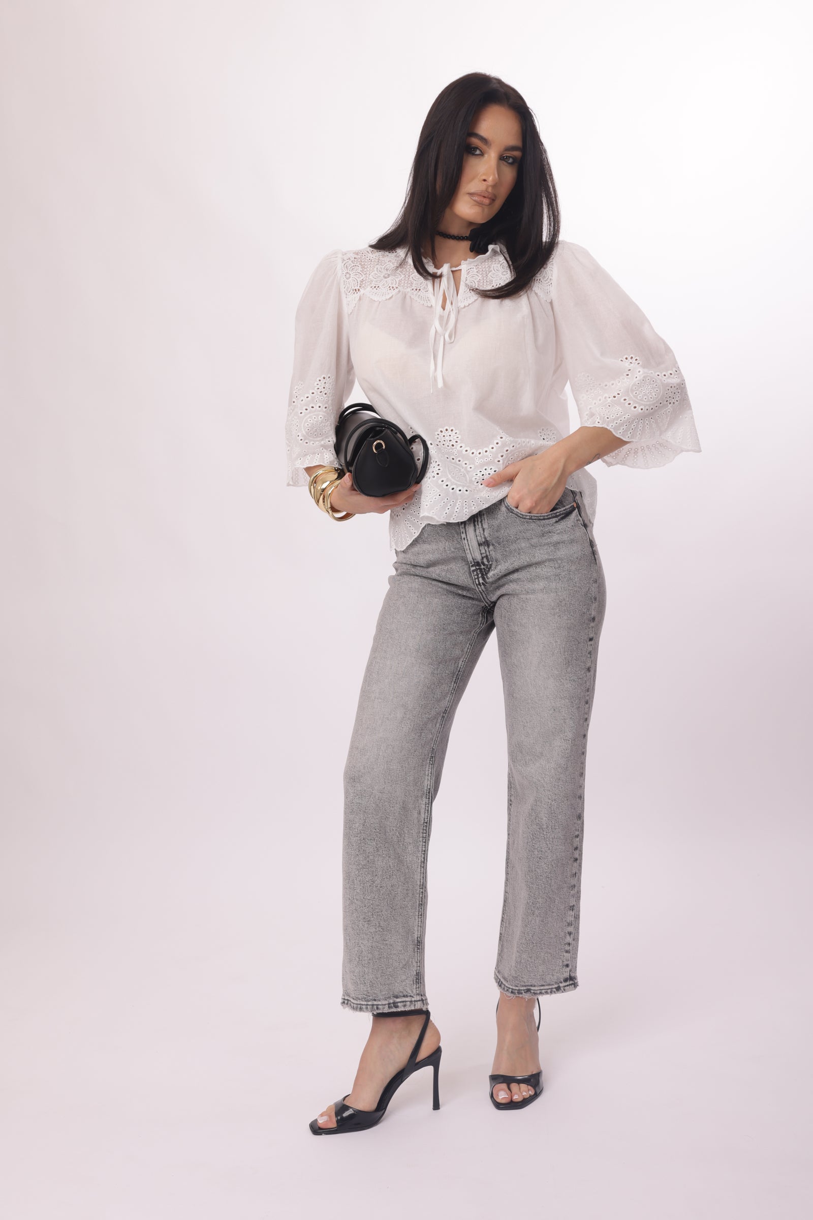 Jeans Wedgie Denim grigio|Colore:Denim grigio