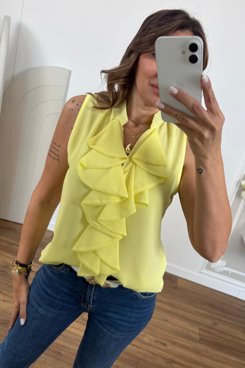 Camicia Giromanica Giallo|Colore:Giallo