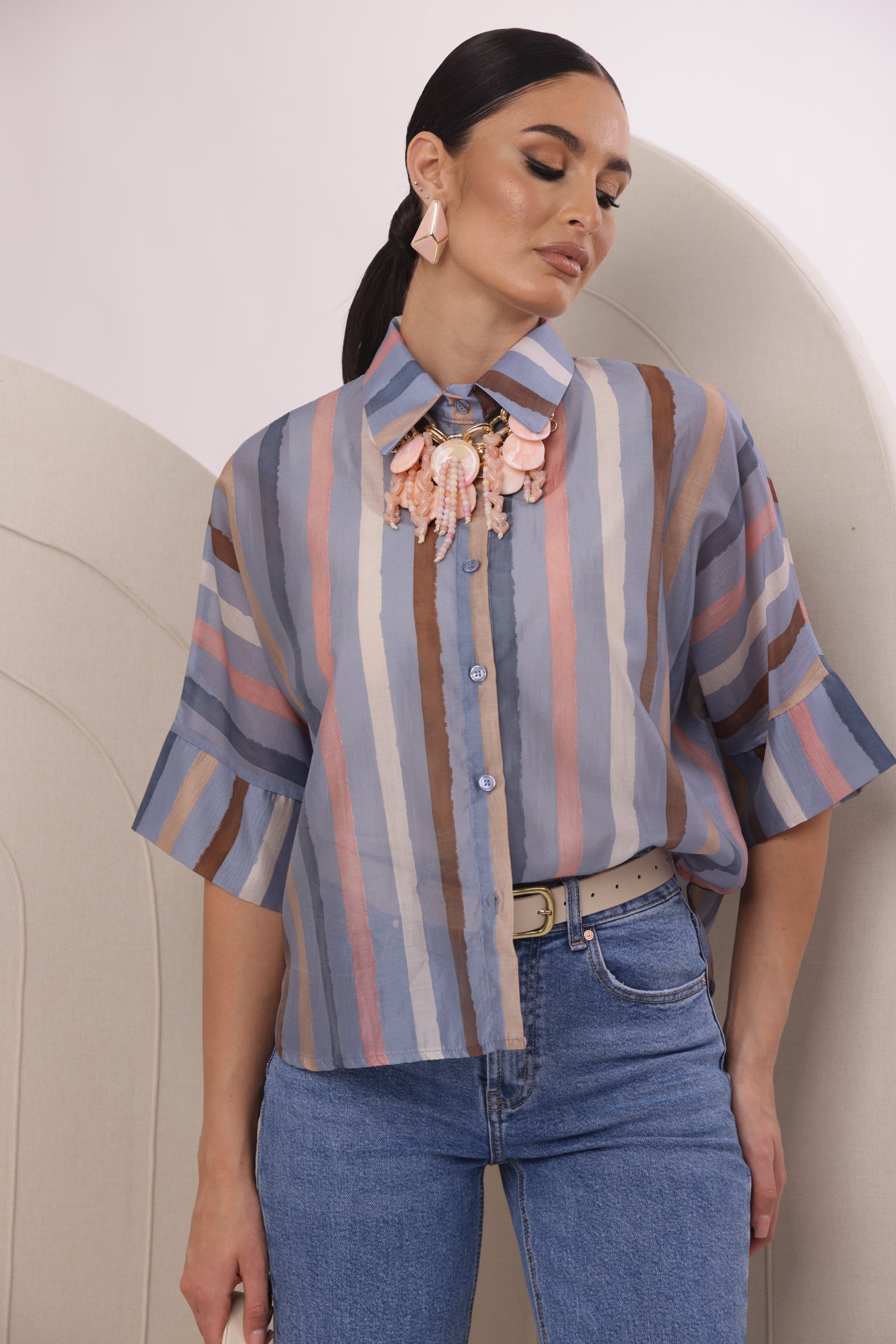 Camicia Rigata Avion|Colore:Avion
