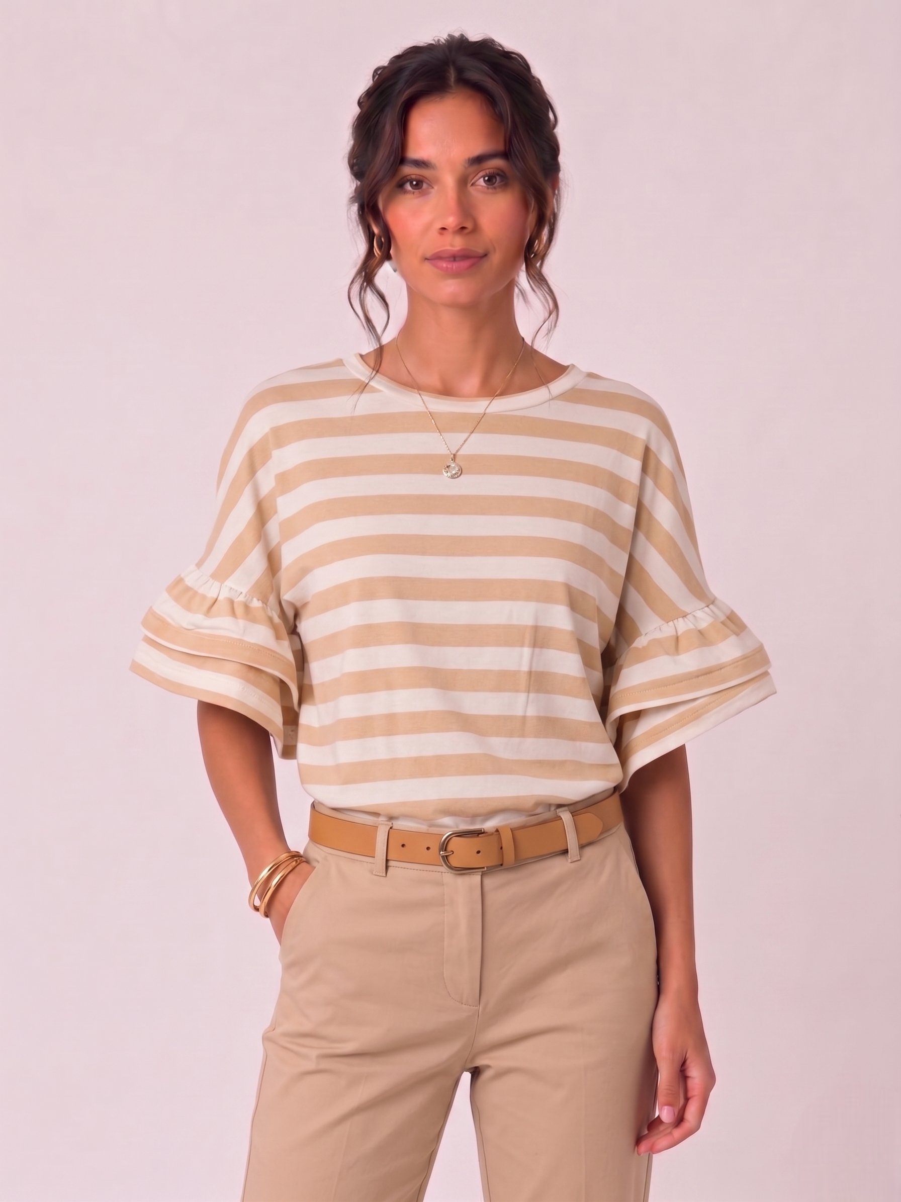 Maglia Volant beige|Colore:Beige