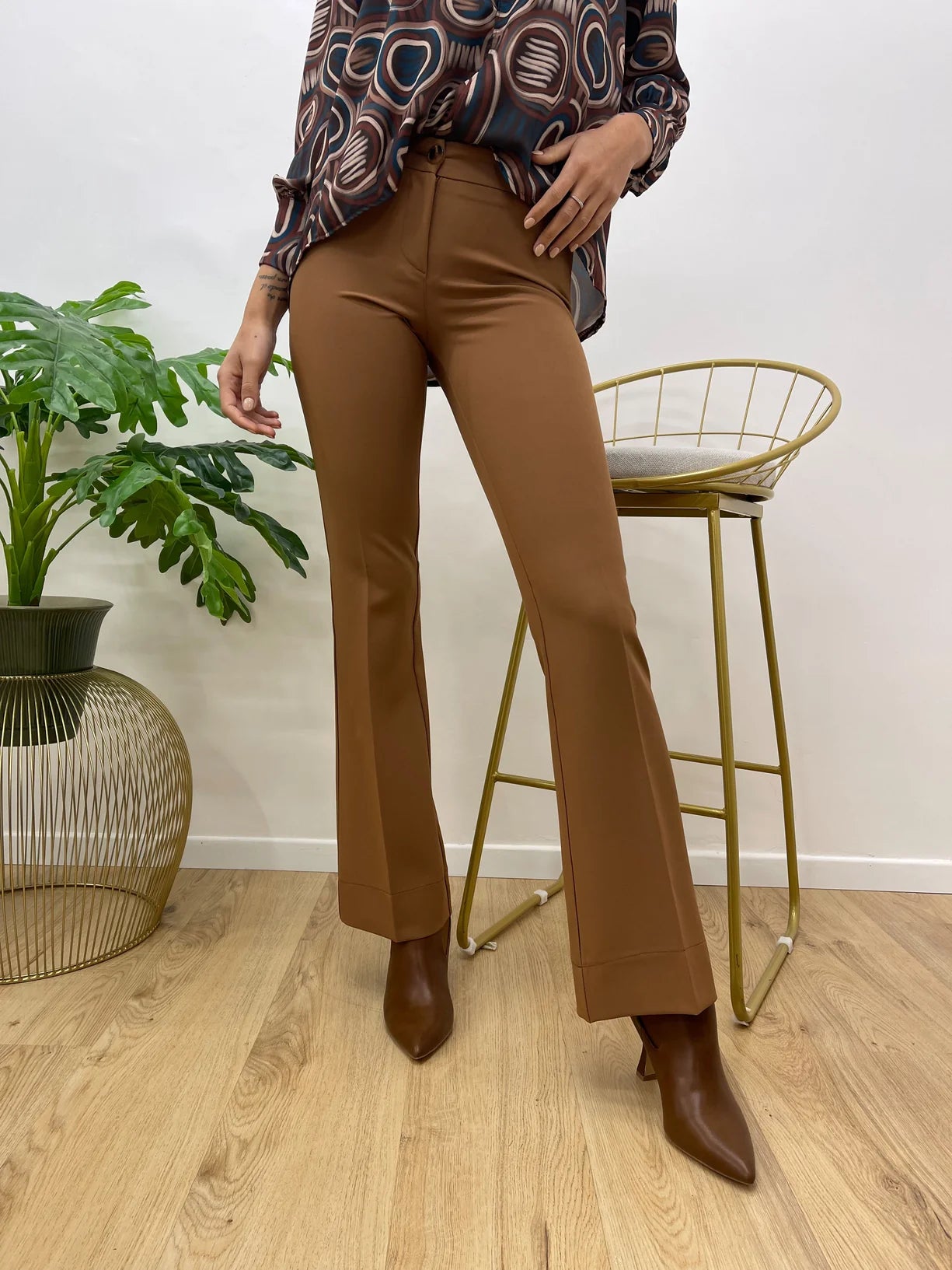 Pantalone Zampa tabacco|Colore:Tabacco
