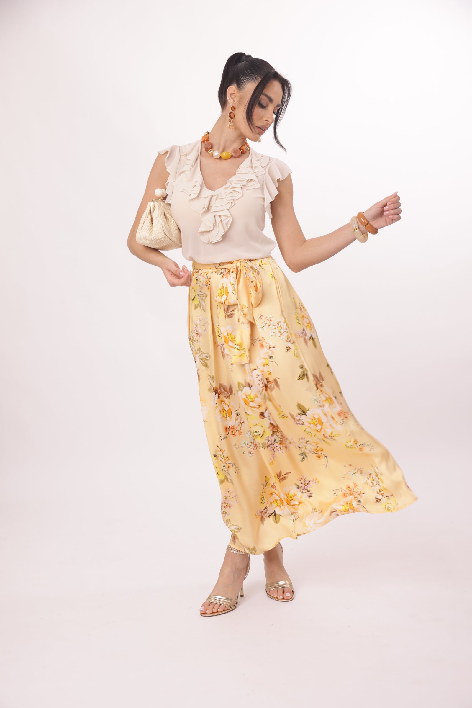 Gonna Flowers pesca|Colore:Pesca