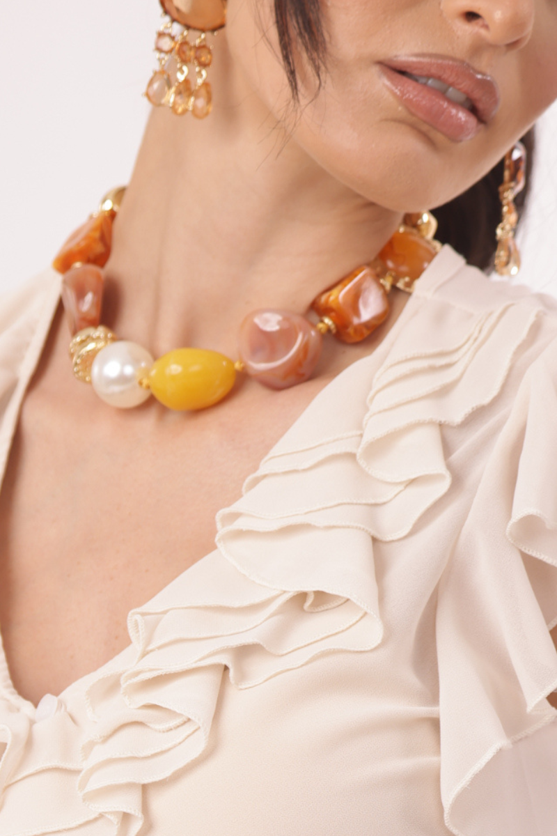 Collana Pietre Arancio|Colore:Arancio