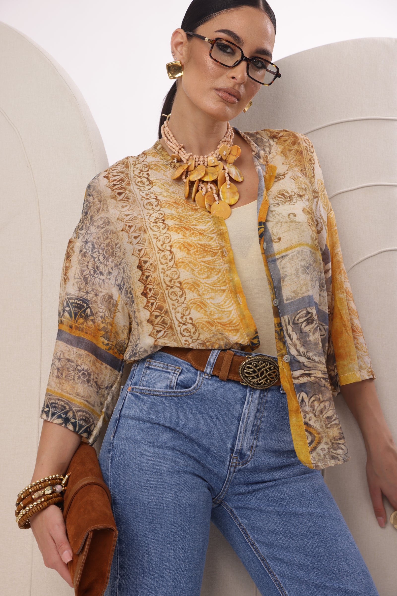 Camicia Retrò ocra|Colore:Ocra