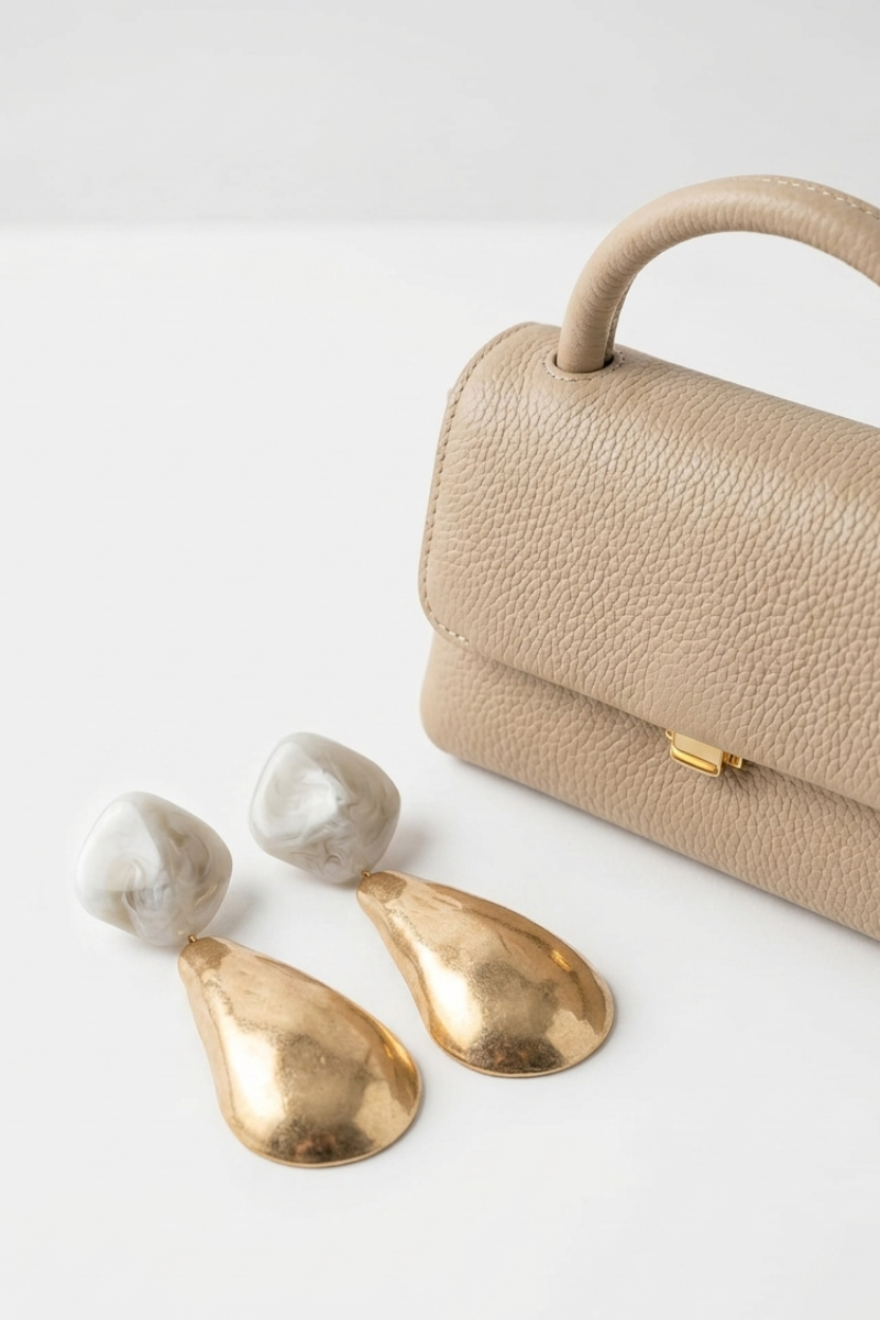 Orecchini Pietra E Placche beige|Colore:Beige