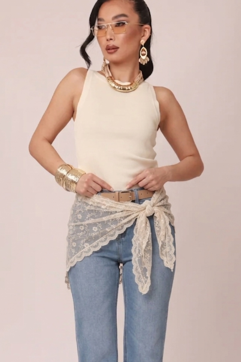 Foulard Multiuso Macramé beige|Colore:Beige