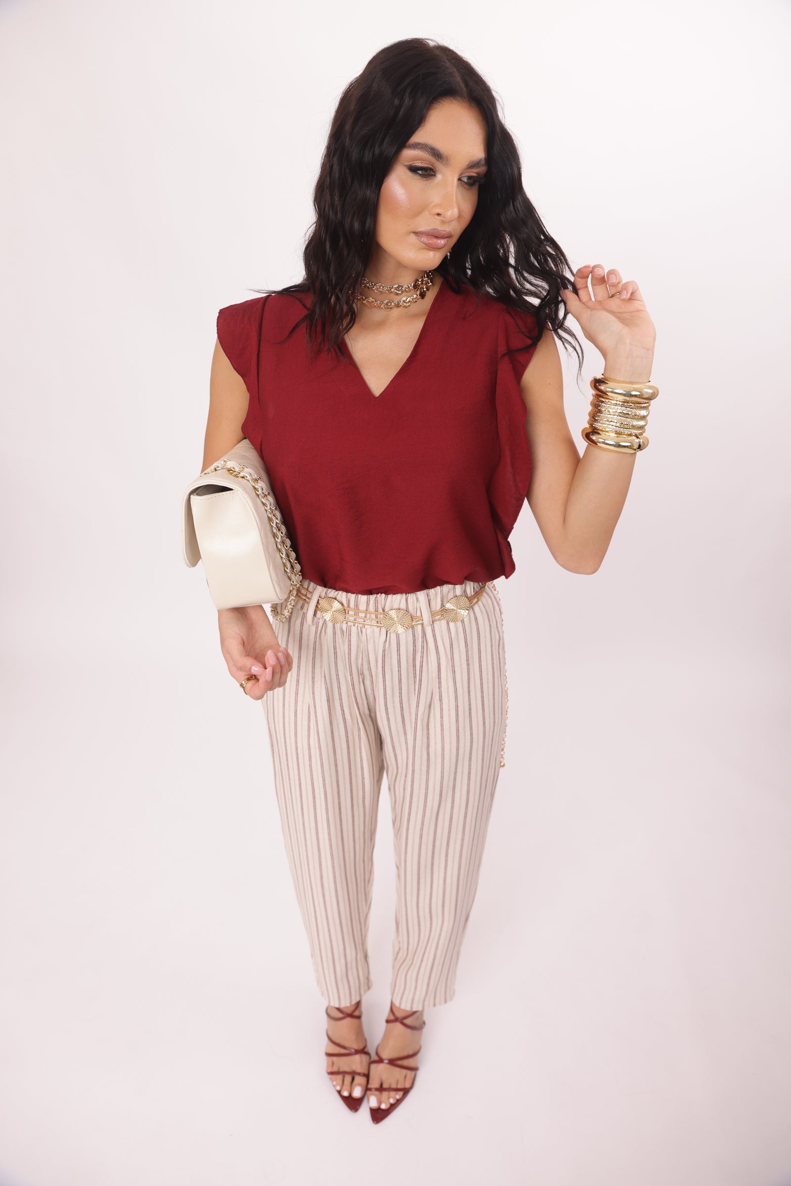 Pantalone Righe Cuba gesso|Colore:Gesso