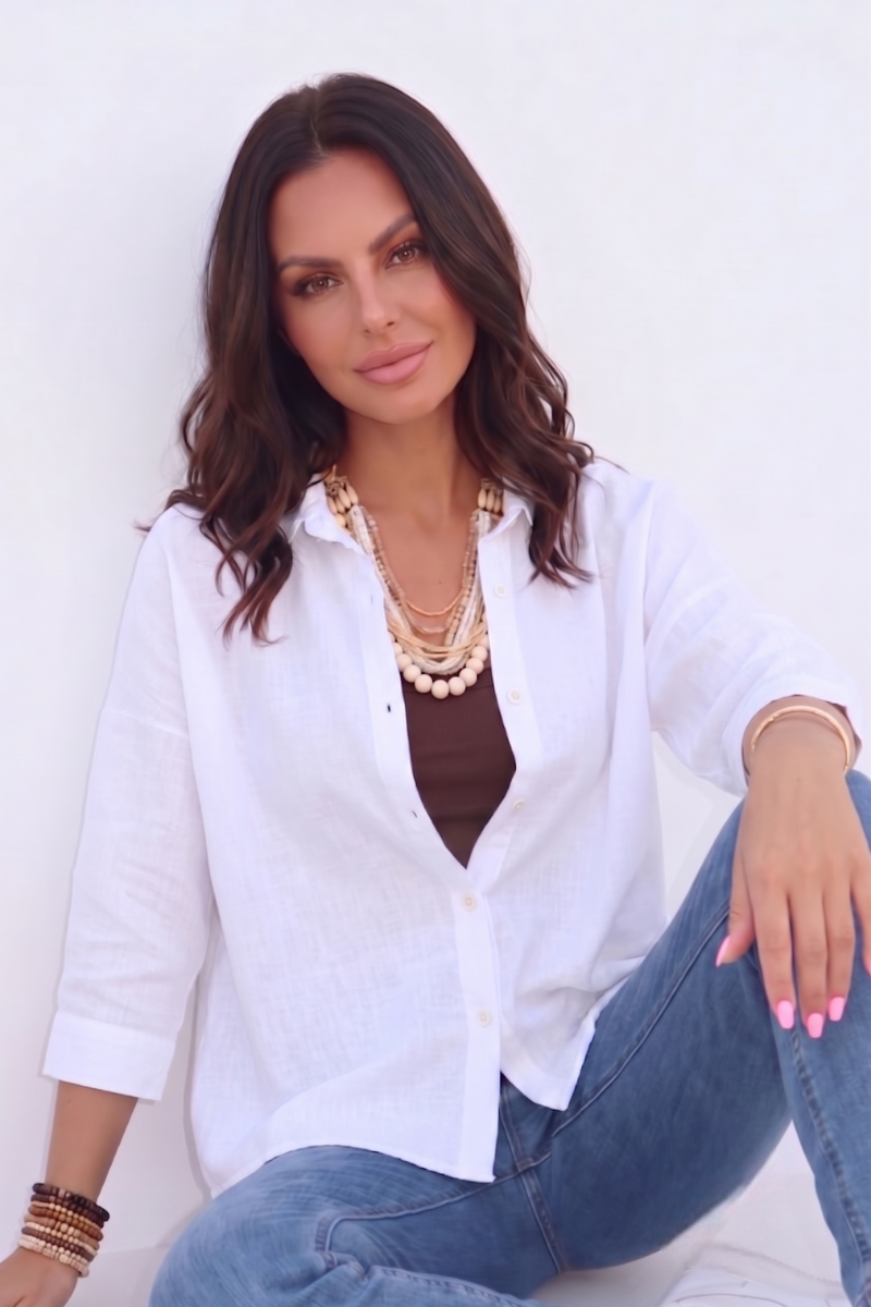 Camicia In Lino bianco|Colore:Bianco