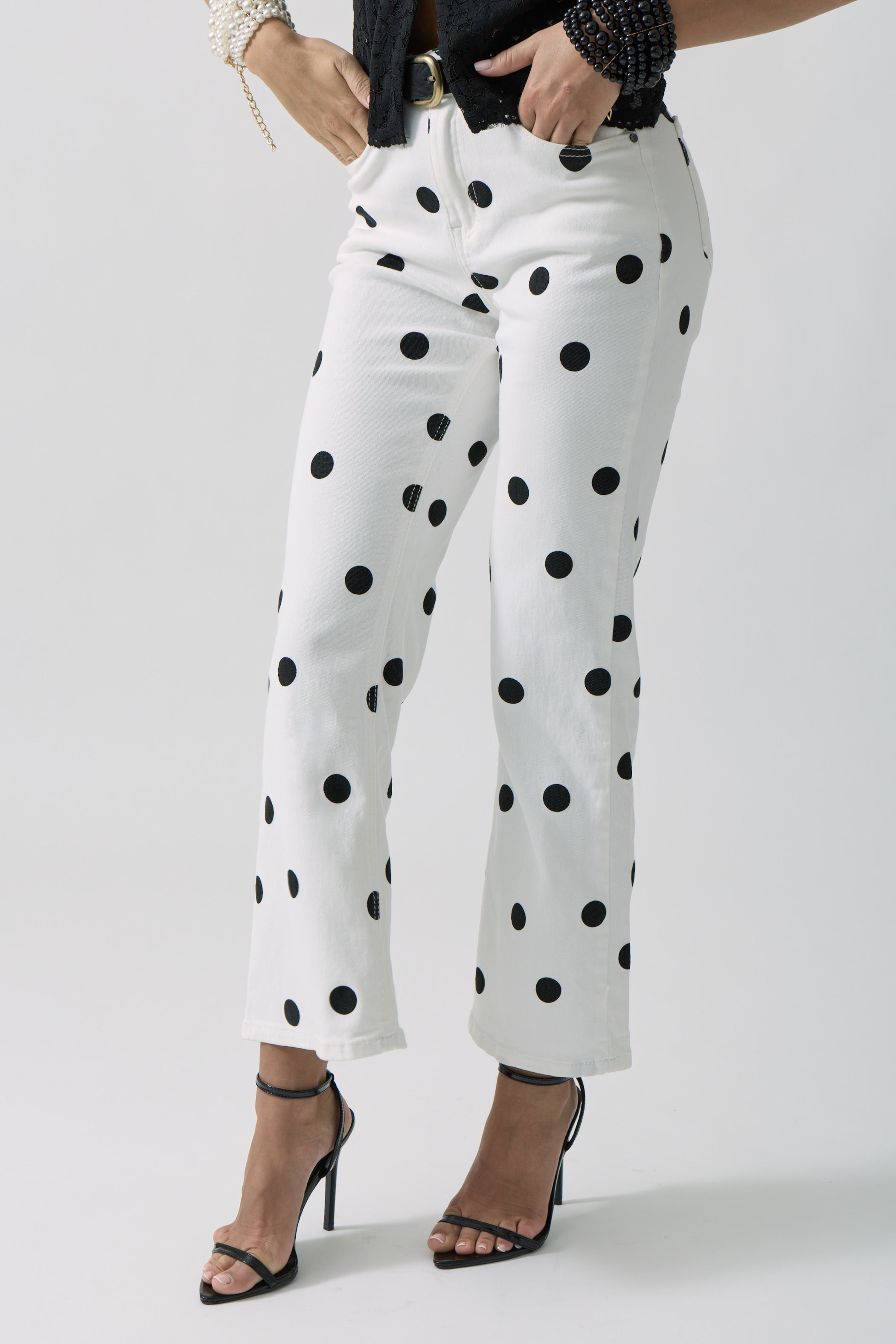 Pantalone Pois bianco|Colore:Bianco