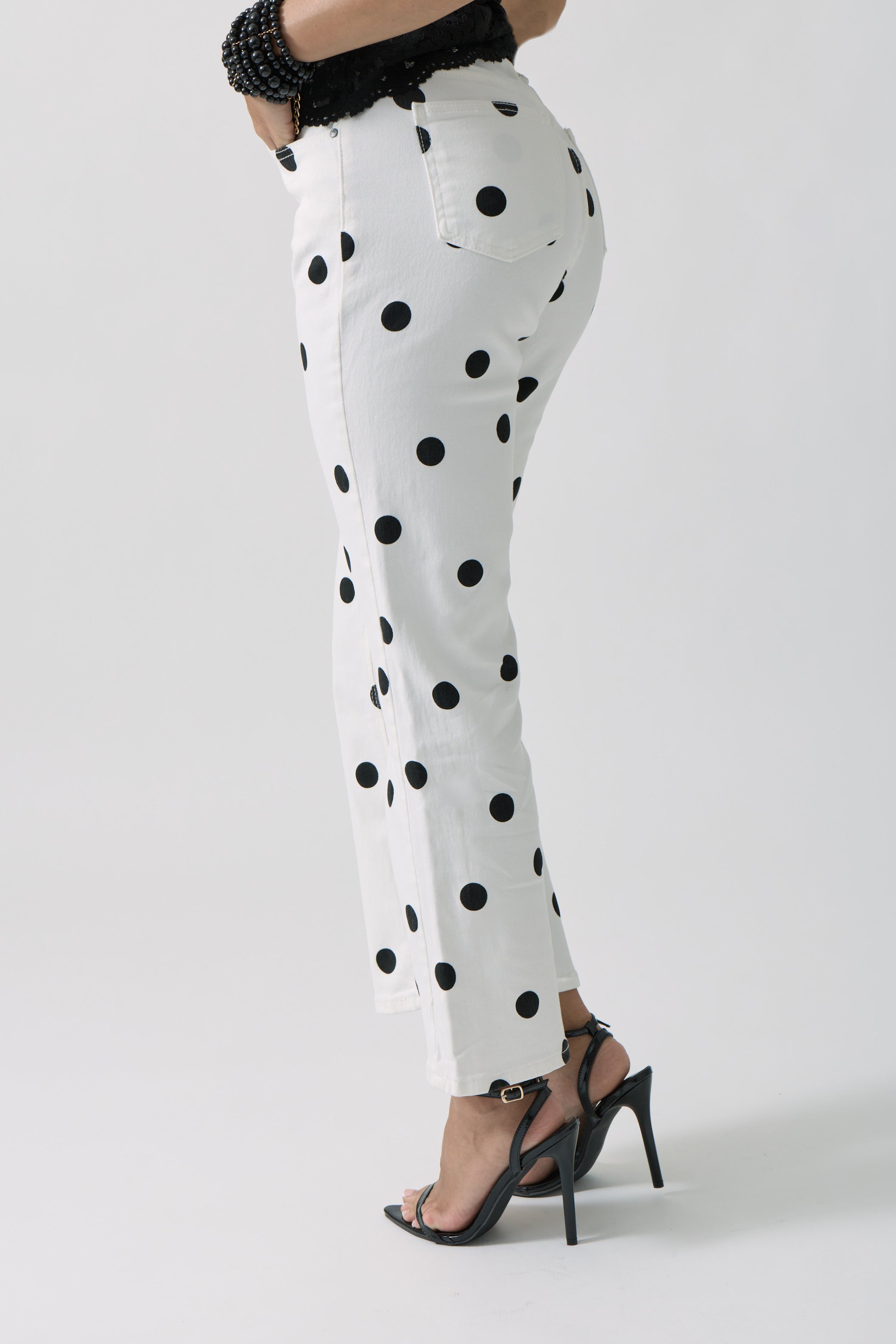 Pantalone Pois bianco|Colore:Bianco