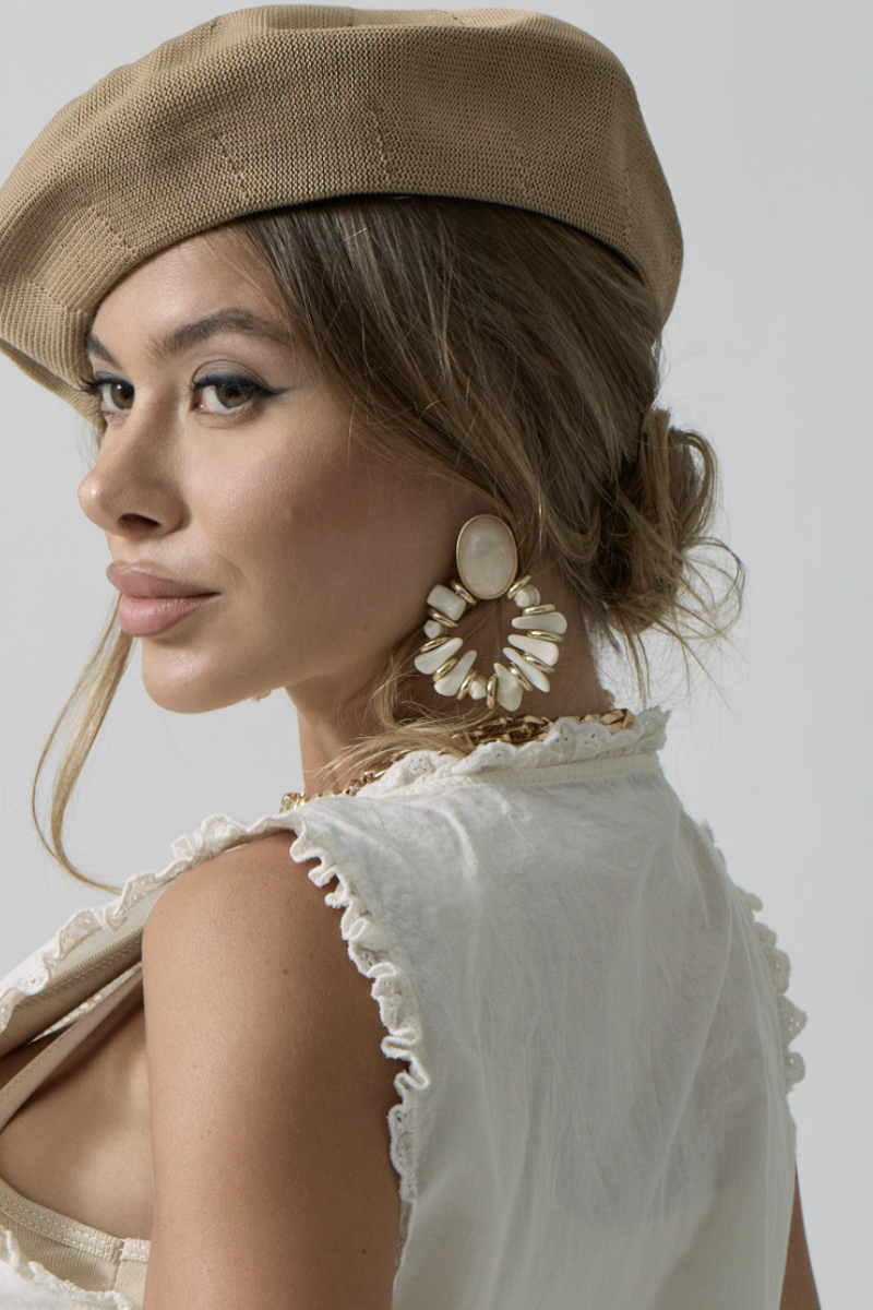 Orecchini Cerchi Pietre Bianco|Colore:Bianco