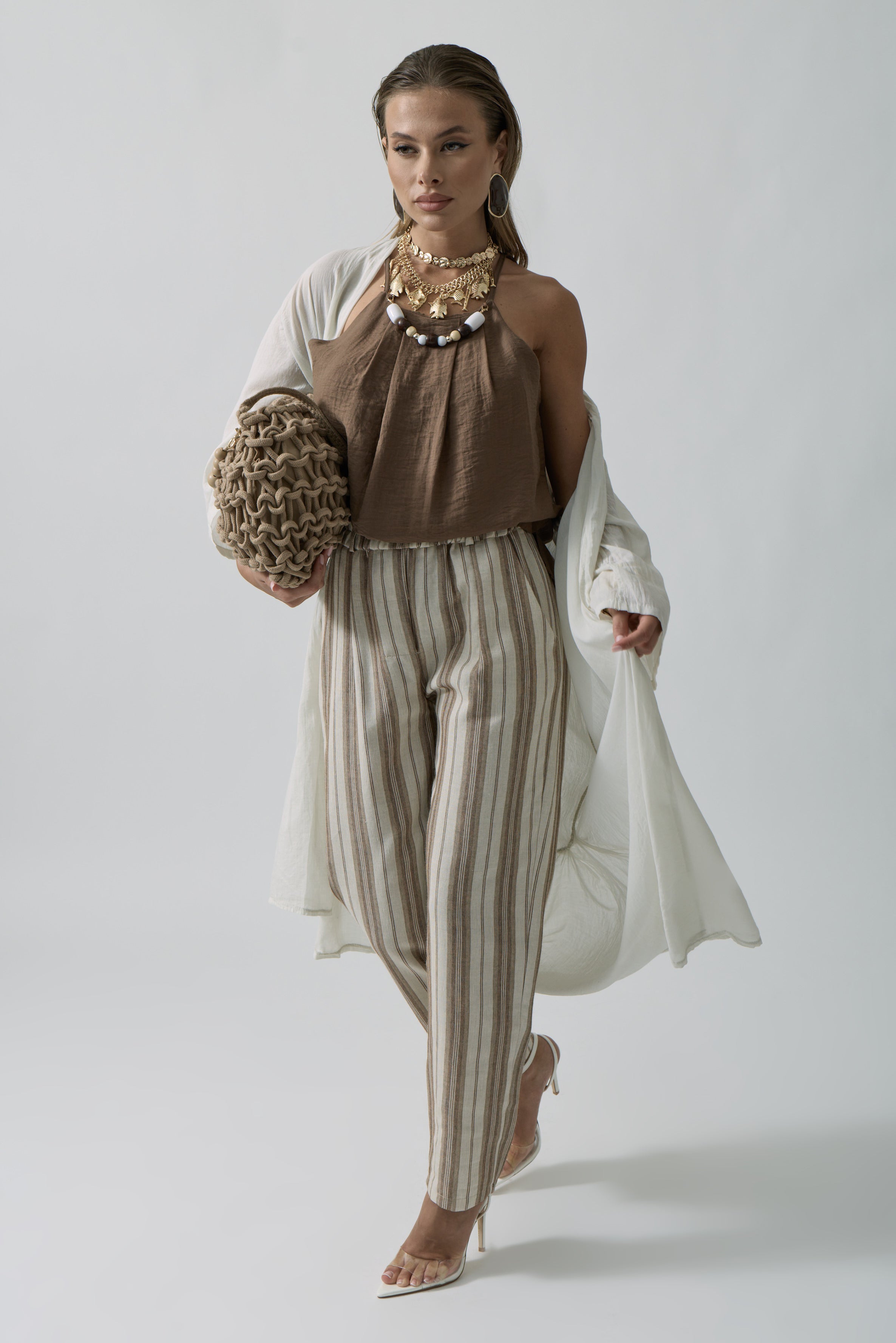 Pantalone Righe Marocco beige|Colore:Beige