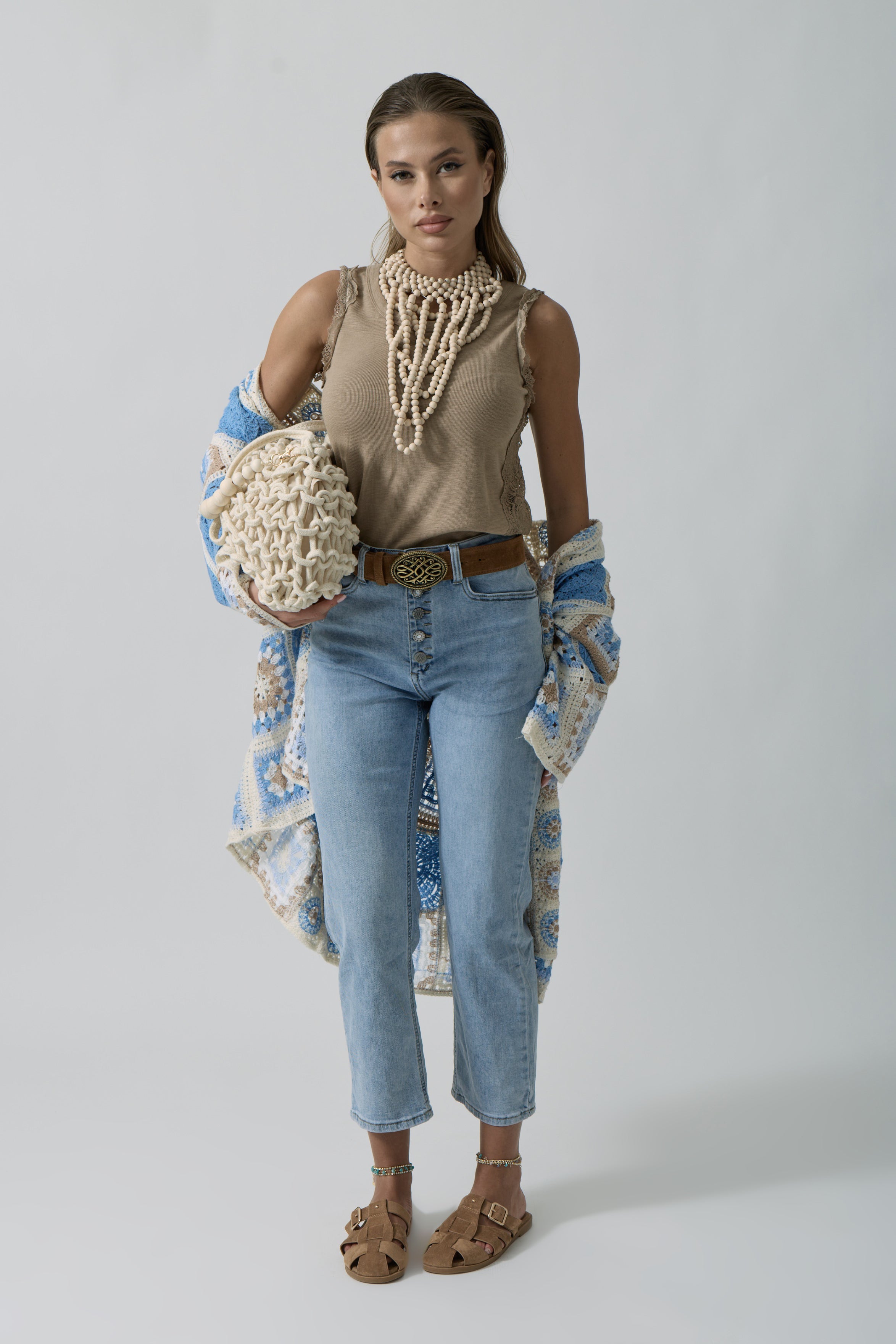 Pinocchietto 5 Bottoni denim chiaro|Colore:Denim chiaro