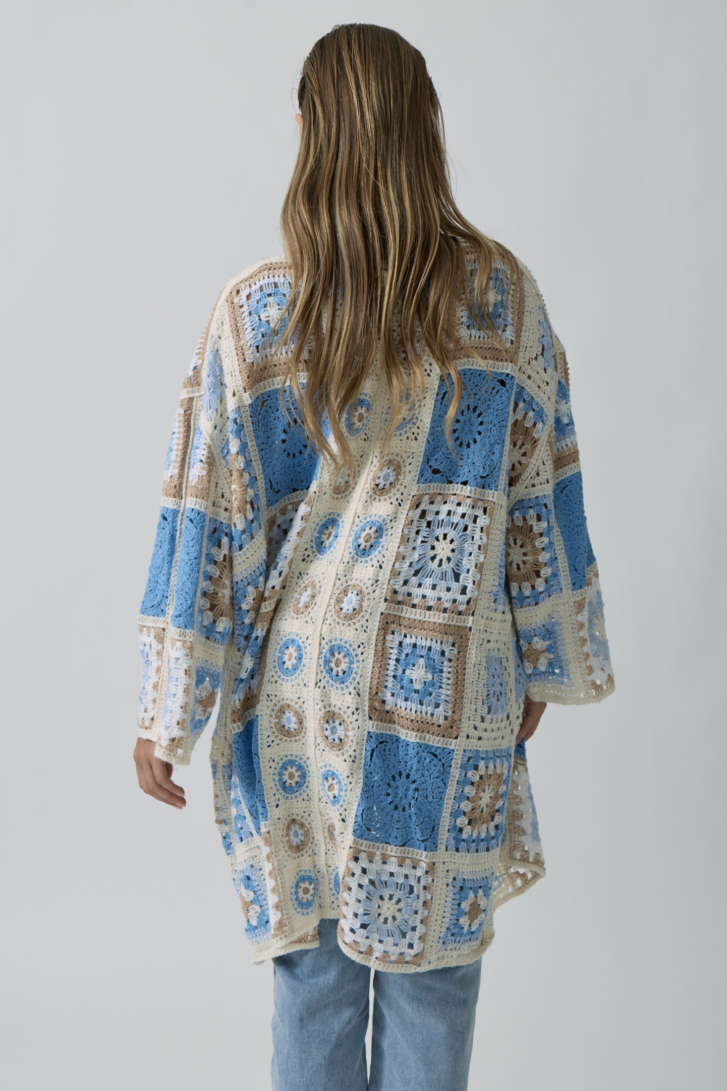 Cardigan Macramé Ines celeste|Colore:Celeste