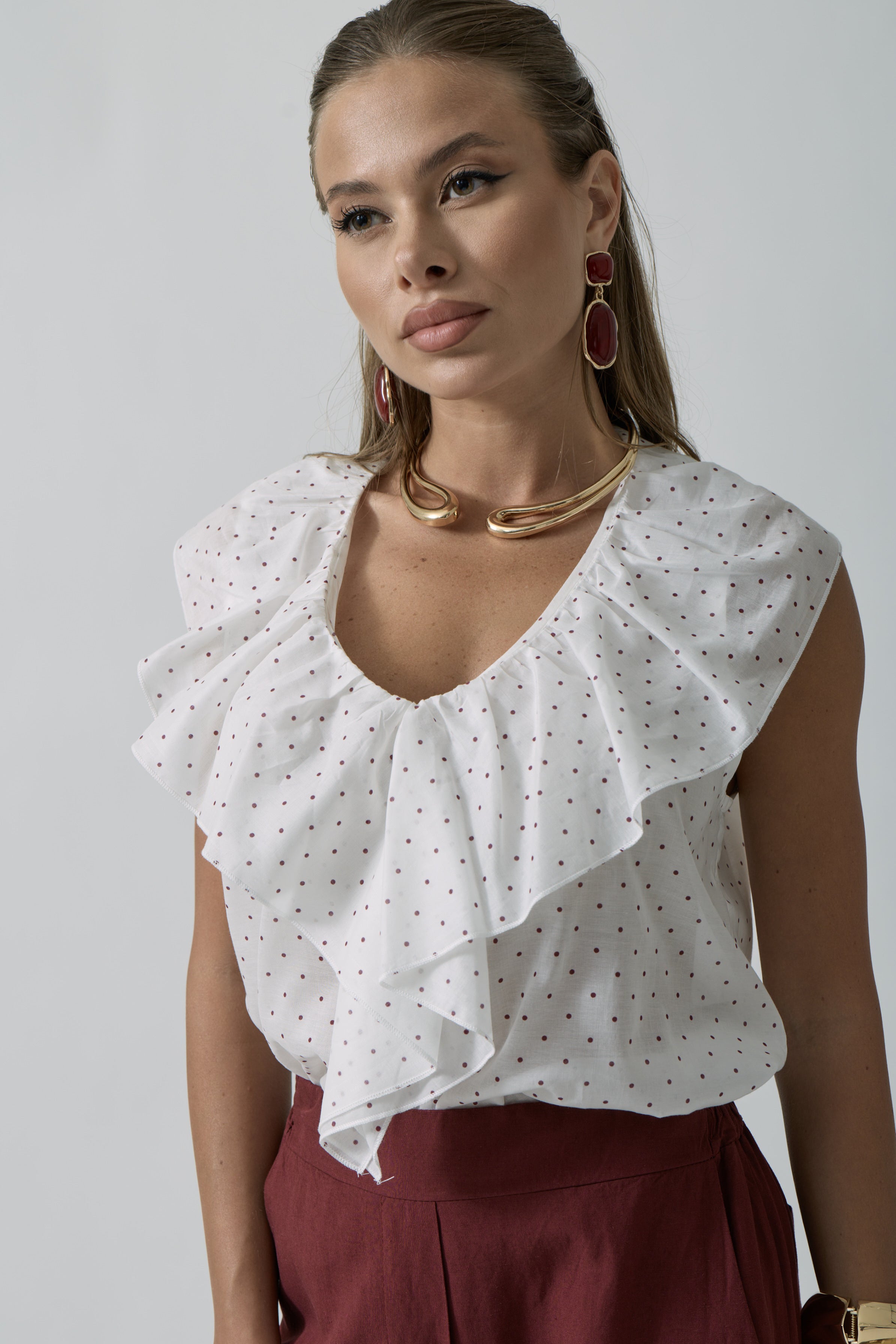 Blusa Micropois bianco|Colore:Bianco